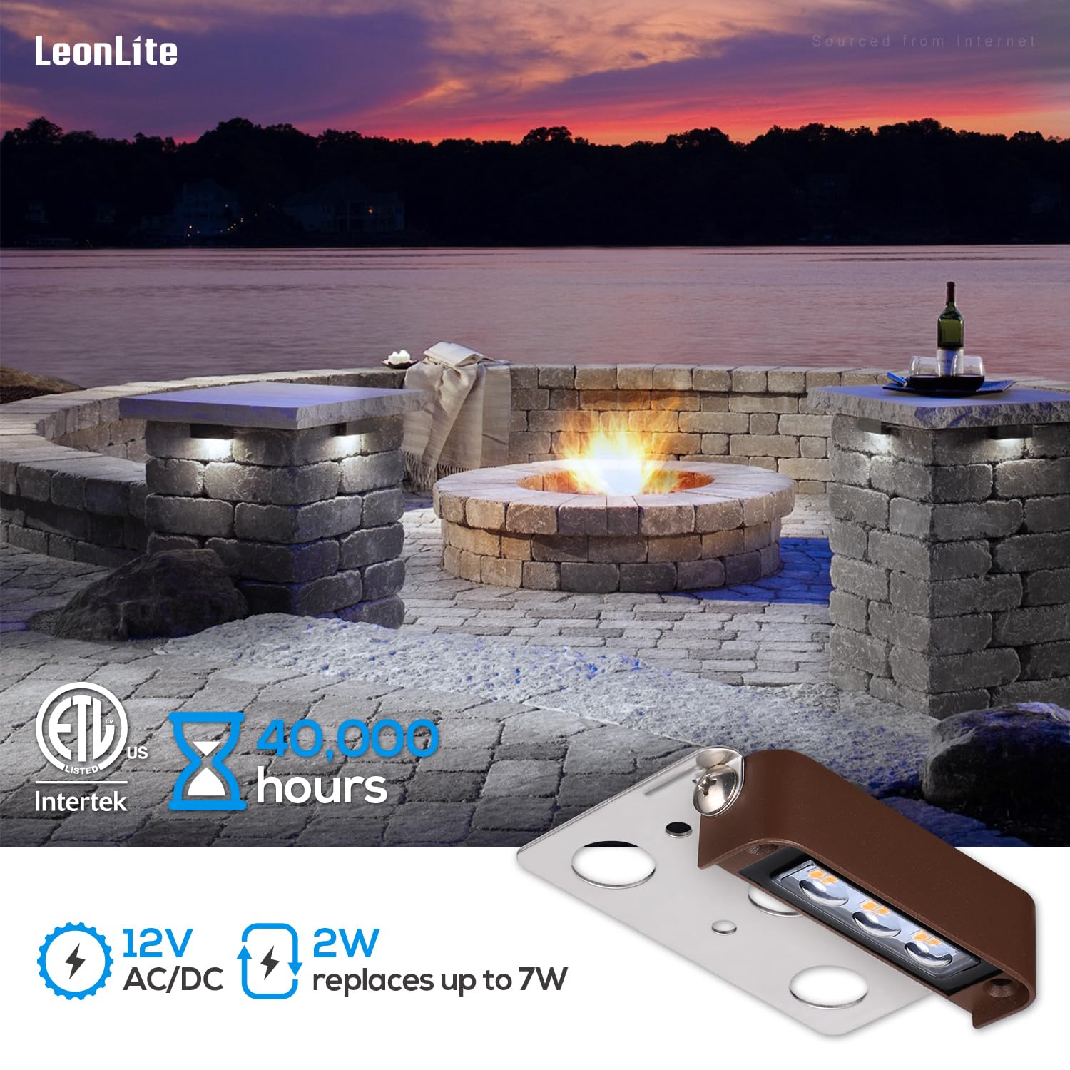 LEONLITE 4 Inch Low Voltage LED Hardscape Lighting, 0.5W, Daylight 5000K, Aluminum, Model 25841, Pack of 4