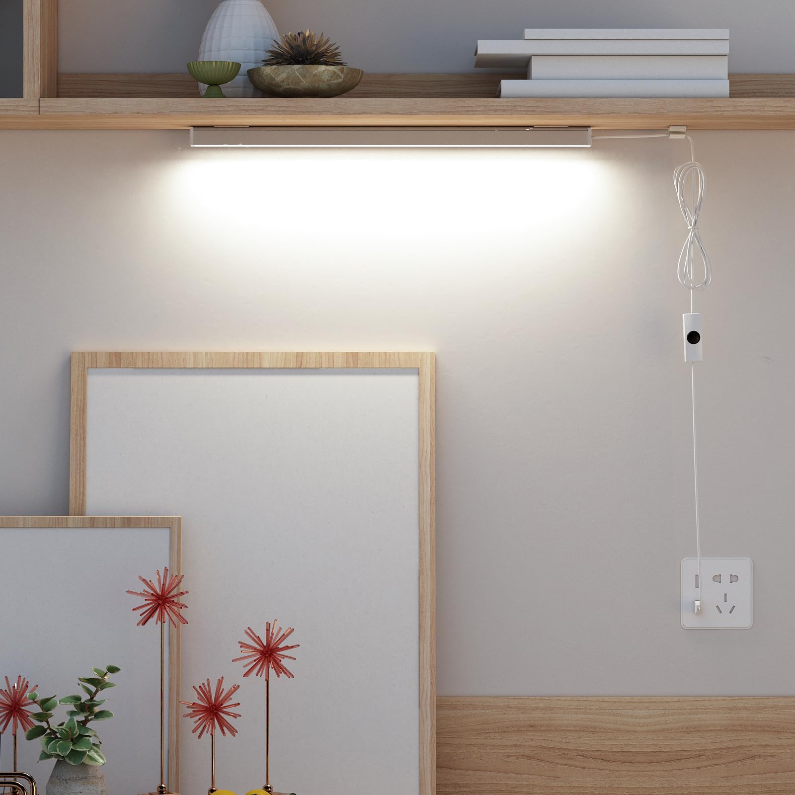 Asoko Led Under Cabinet Lighting Strip, 12 Inch, Daylight White 5000K, Dimmable, Usb Powered, Thin Design For Kitchen & Display Cases