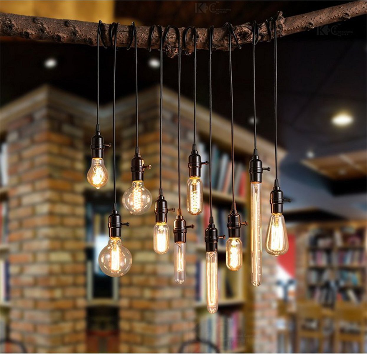 GOENDR Amber Vintage Edison Bulb, Dimmable Tubular, E26 Base, Warm White, 4 Count Pack, Glass