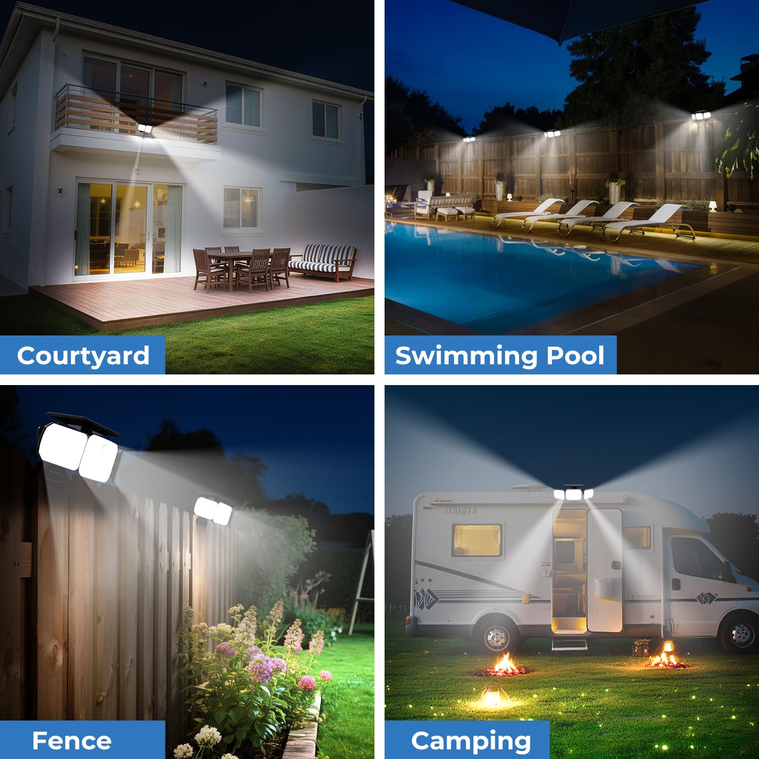 Peasur Solar Motion Lights Outdoor, 2 Pack, IP65 Waterproof, Remote Control, Black, Plastic, 3 Modes for Garden, Patio, Garage