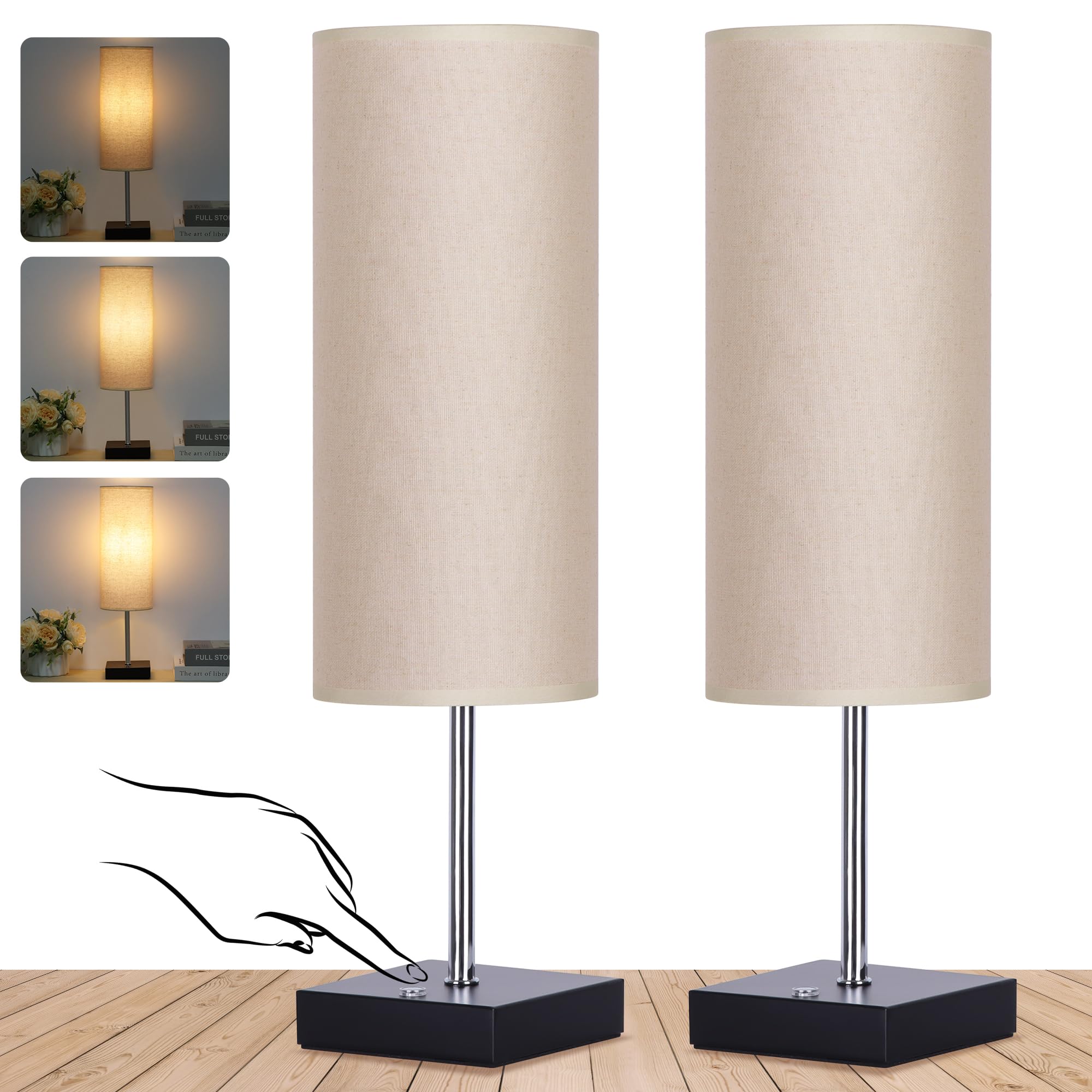 18Inch Cordless Table Lamp, Rechargeable Lamp Touch Control Dimmable, Battery Operated Small Bedside Table Lamps for Night stand