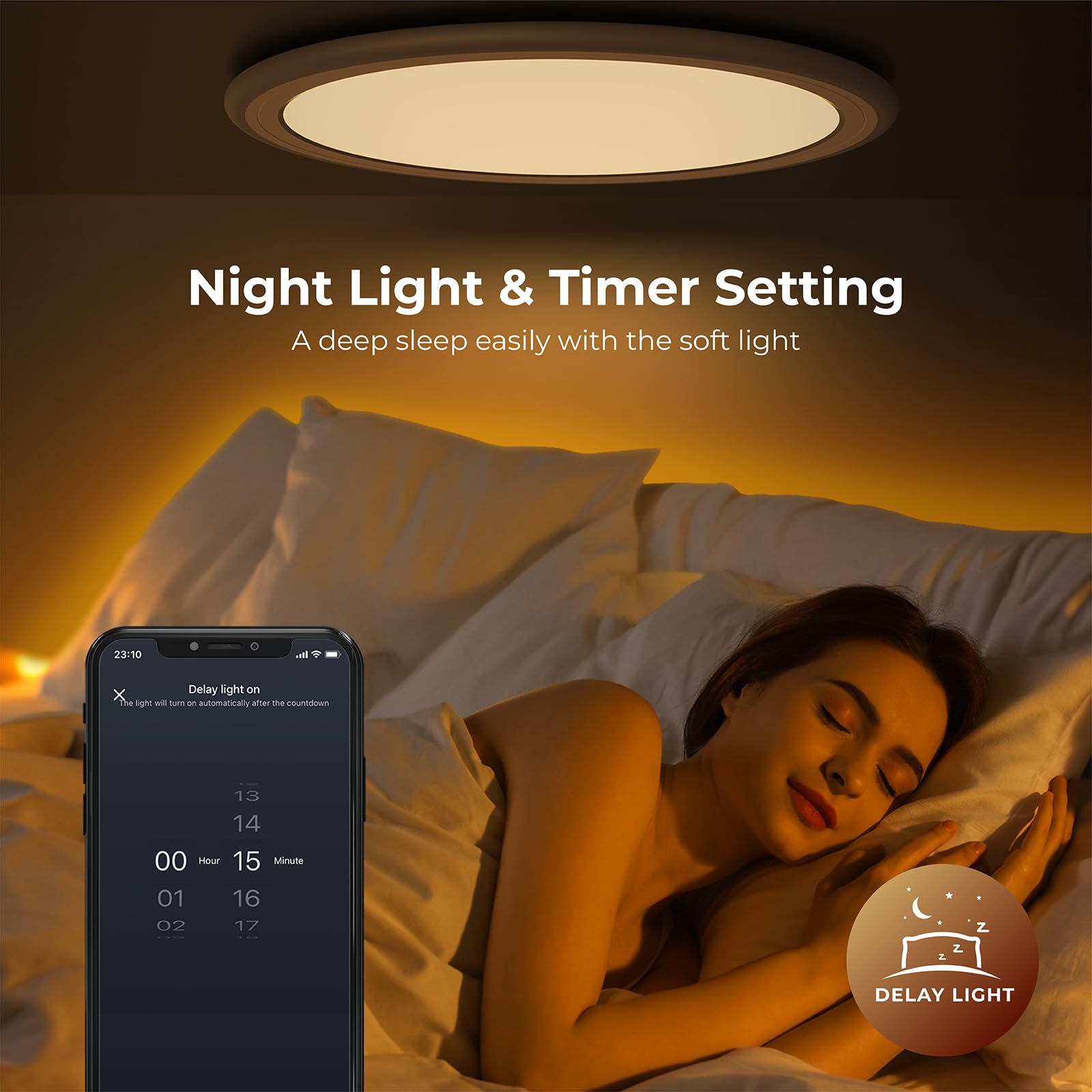 Blnan Smart Rgb Led Flush Mount Ceiling Light With Remote, 13 Inch 24W Dimmable Color Changing Low Profile Wired White Fixture,