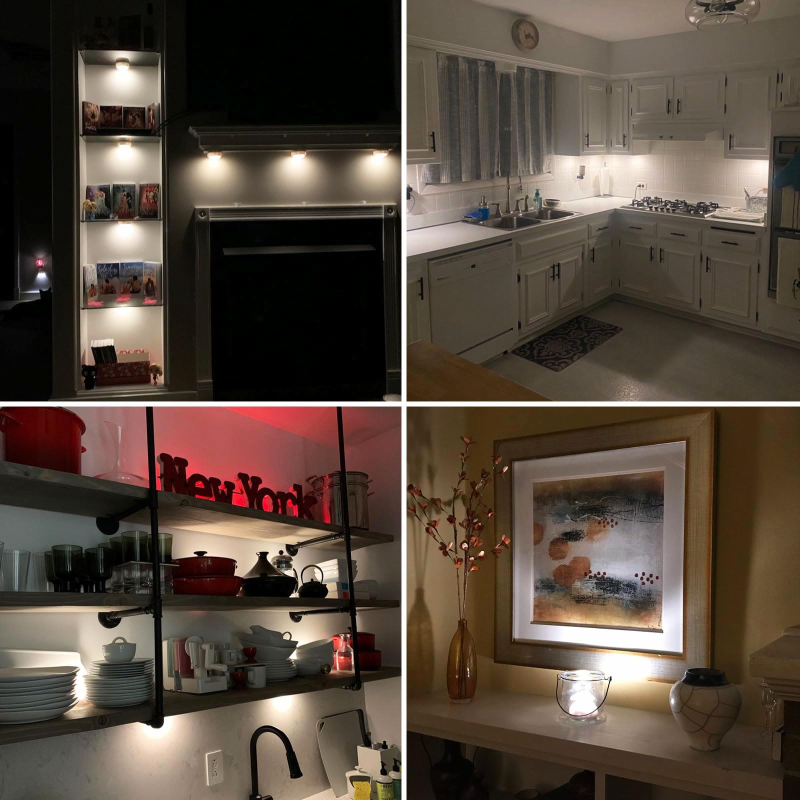 Under-Cabinet-Lights Rechargeable Puck Lights 6 Pack Led Closet Lights With Remote 16 Colors Usb Charging Battery Operated Night