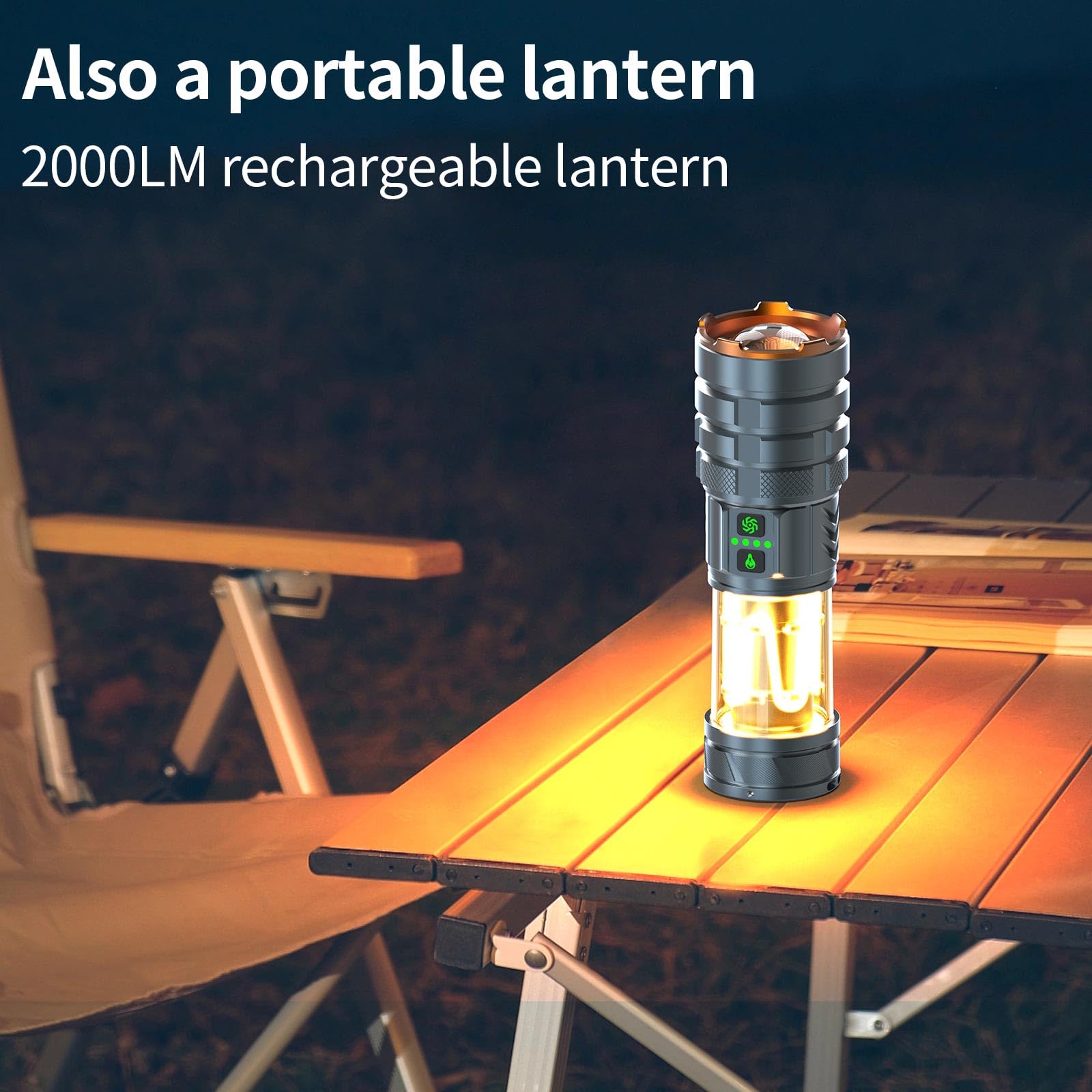 iodoo 2 in 1 Rechargeable Flashlight 5000 Lumens LED Lantern Model iodoo-cob-fl-uv Outdoor Camping Light