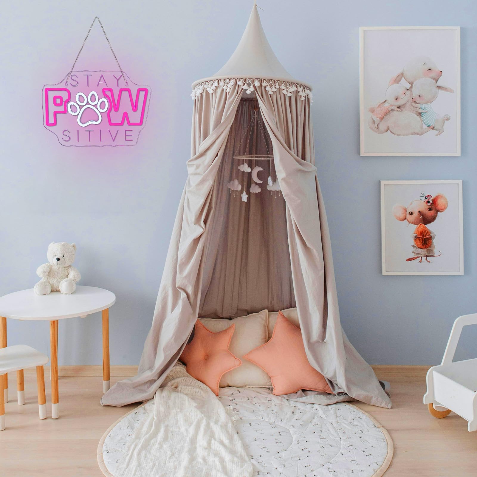 Jurong Stay Pawsitive Neon Signs For Wall Decor  Dimmable Led Light Up Signs  Cat Paw Shaped Neon Light  Usb Powered  For Home  Party  Gift  Office  Bedroom  Shop  Classroom