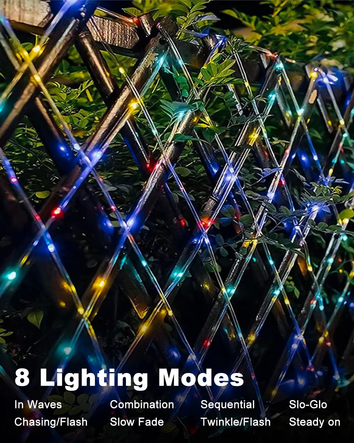 Btfarm 2 Pack Solar Rope Lights Outdoor  120Led 46Ft Solar String Lights Outside Waterproof  8 Lighting Modes Tree Tube Fairy Light Solar Powered For Garden Christmas Yard Party Decoration  Multicolor