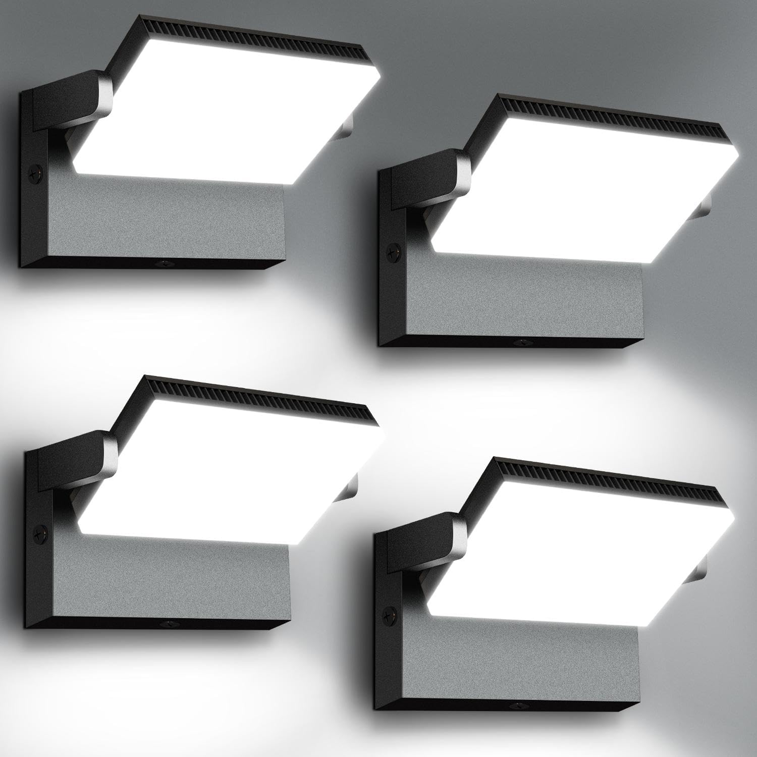 Ledmo 150W Led 360 Rotatable Flood Lights  Outdoor Adjustable Head Exterior Lighting Fixture  5000K Waterporof Commercial Security Wall Pack For Yard  Garage  Barn  House  4 Pack