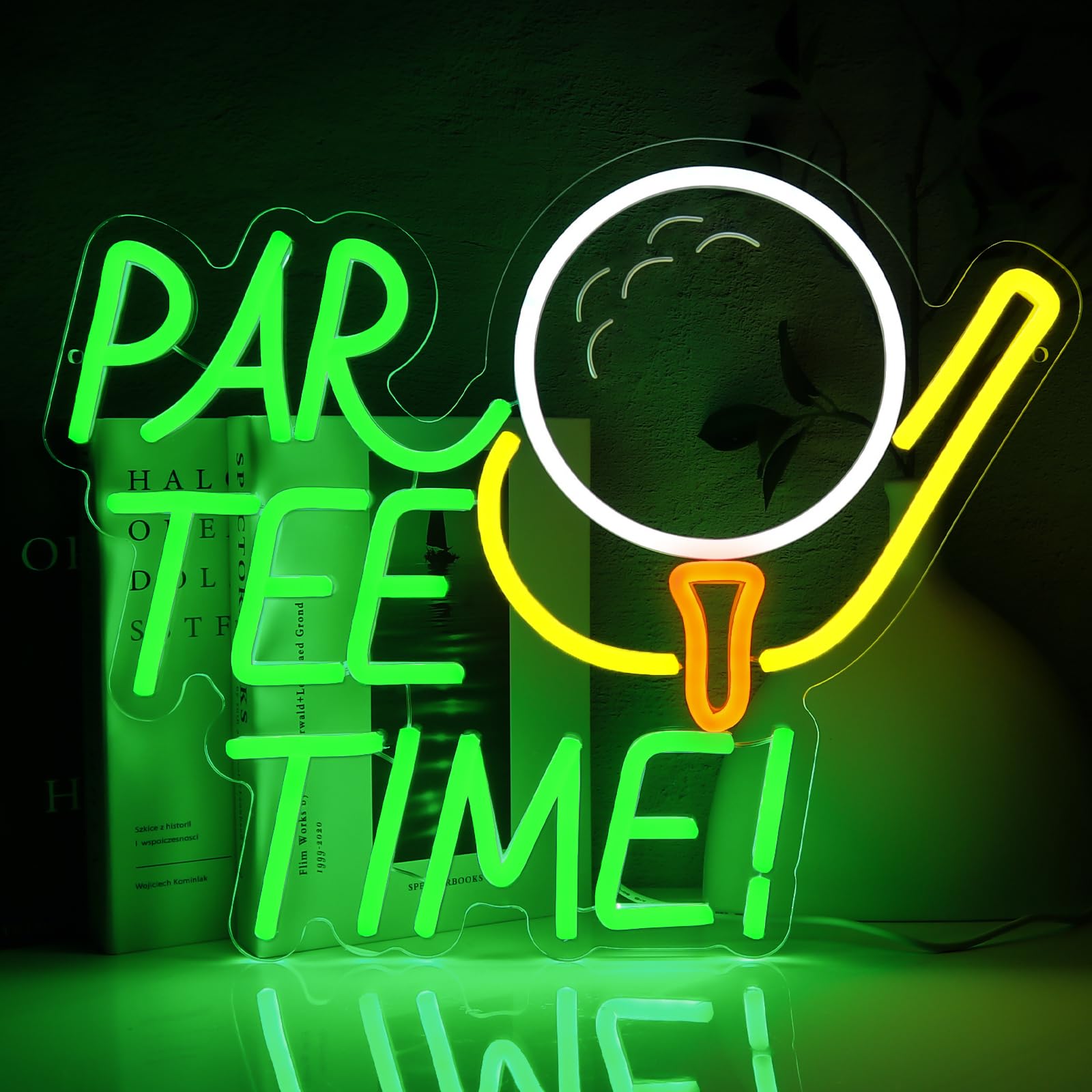 PMCVYH Neon Sign, Par Tee Time Golf LED Wall Decor, 16.14in x 12.8in, Multi-colored Acrylic
