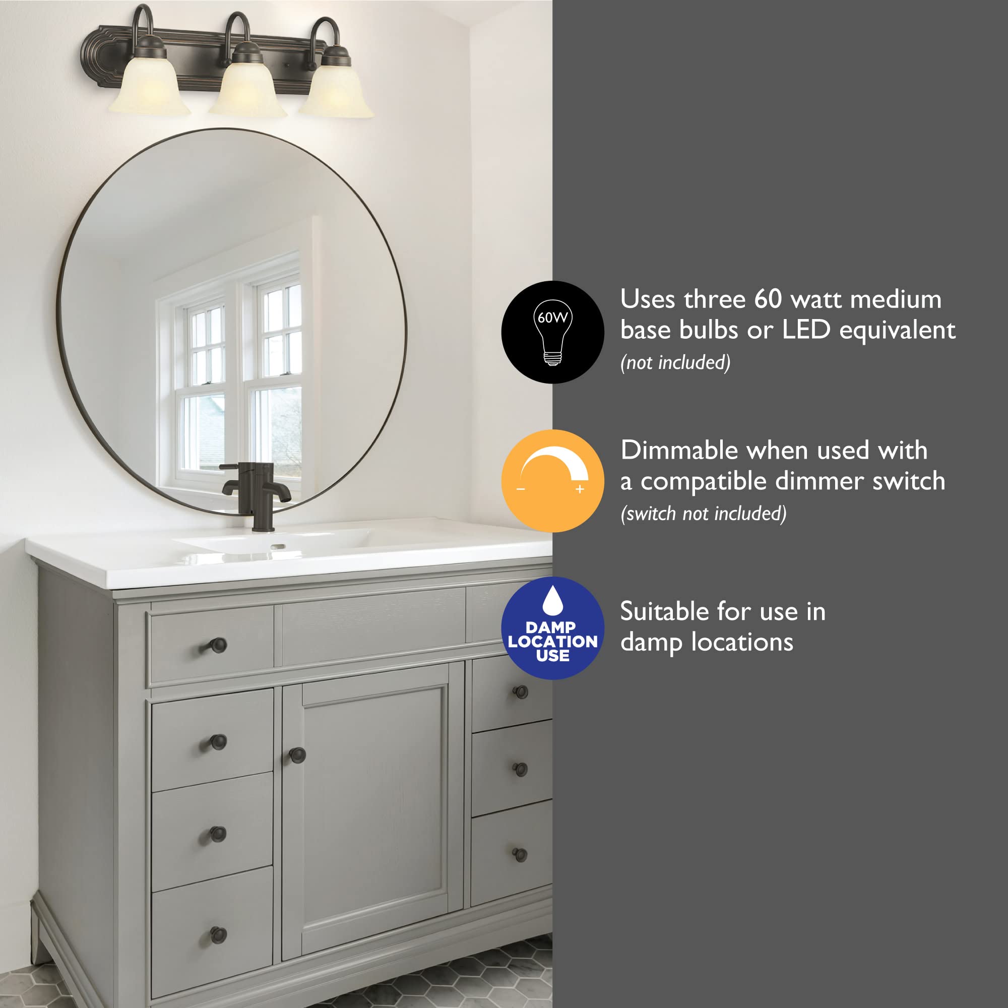 Design House 506618 Allante Vanity Oil-Rubbed Bronze, 3-Light