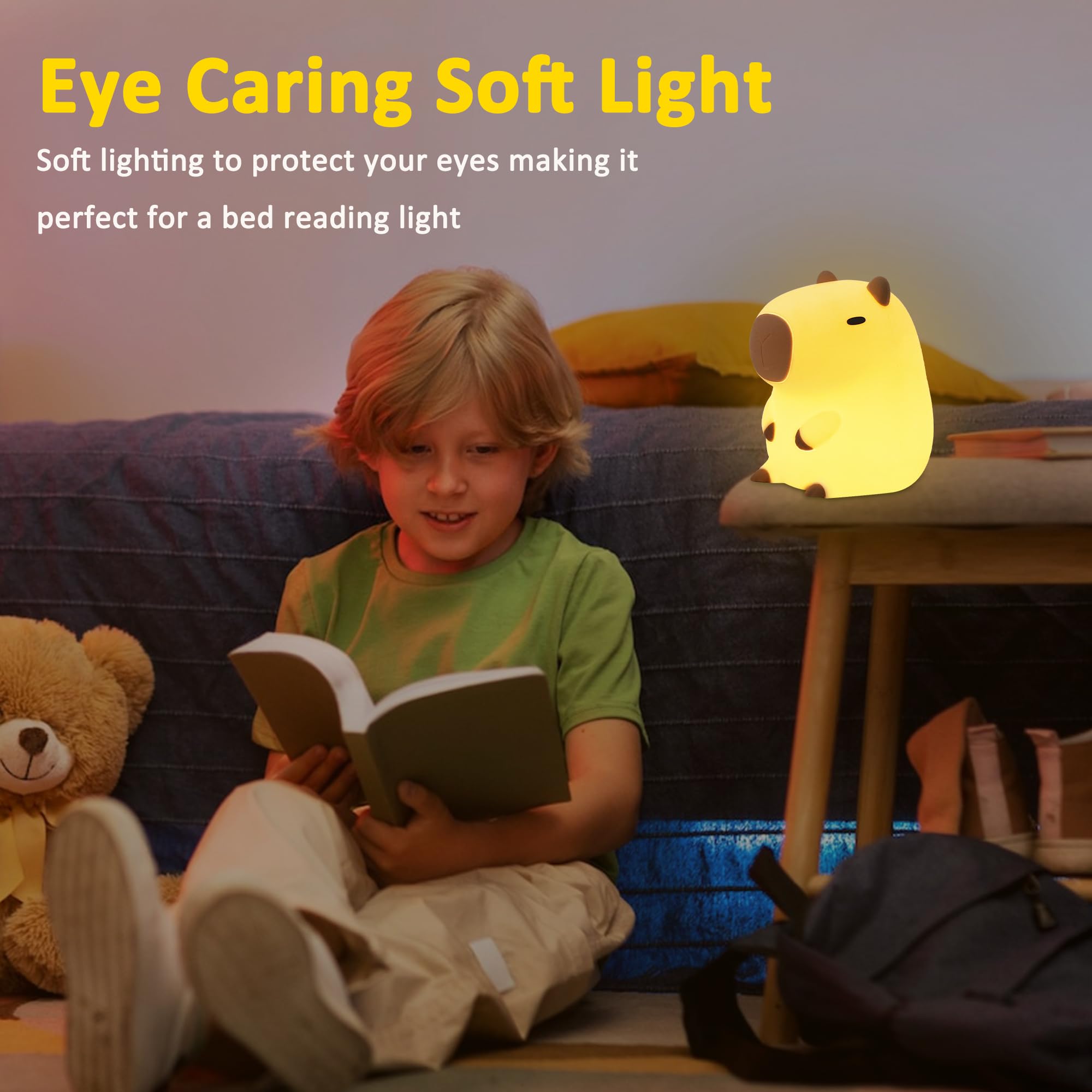 Okiyid Capybara Night Lamp, Capybara For Loved Ones And Friends, Capybara Light Gift, Abs+Sil, Touch Control, Portable Rechargeable Dimmable, Best Choice For Gift Giving (Capybara)