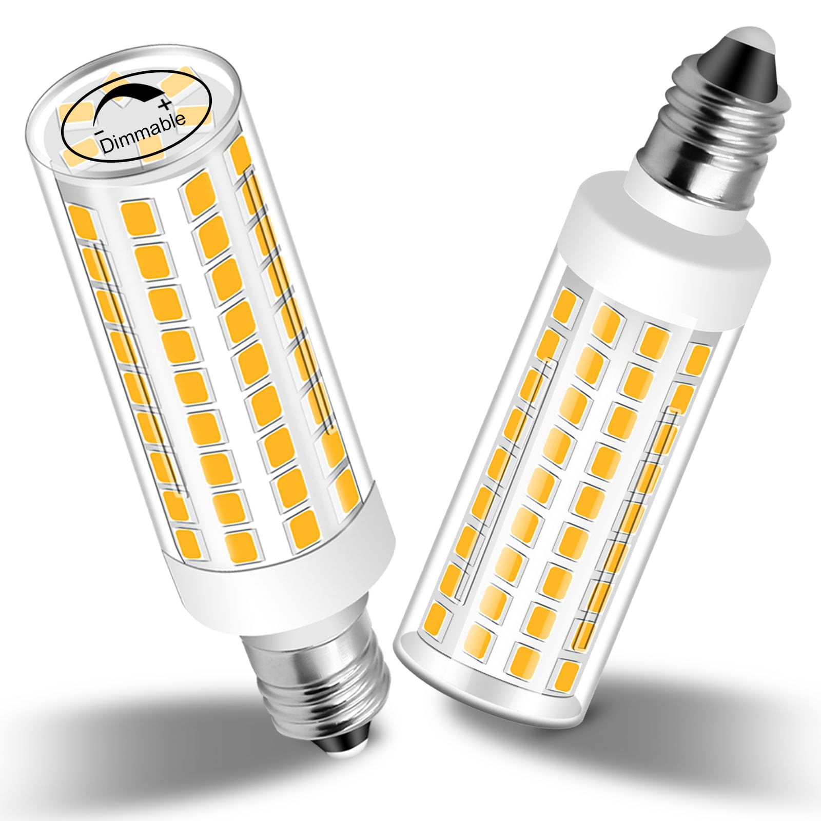 Megereet Jde11 120V 50W Halogen Candelabra Bulb Equivalent E11 Led Bulbs Dimmable 5W 550Lm No-Flicker T3 T4 Mini Base 3000K Warm White E11 Bulb For Ceiling Fan  Cabinet Lighting 2Pcs