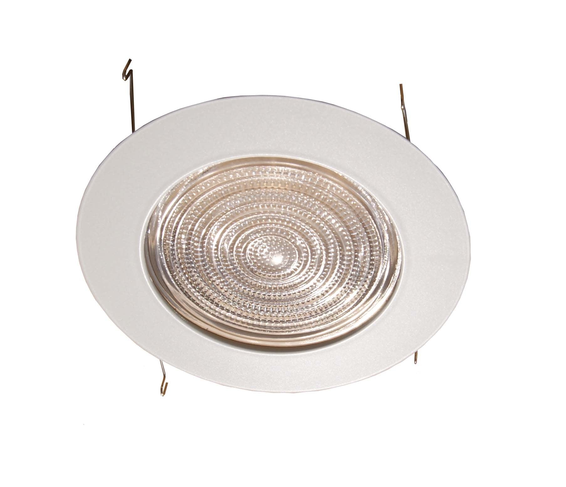 Joint Bright Lighting 6 Inches Fresnel Lens Shower Trim for Recessed Light, Metal, White, Model JBL6-206-WH-WH