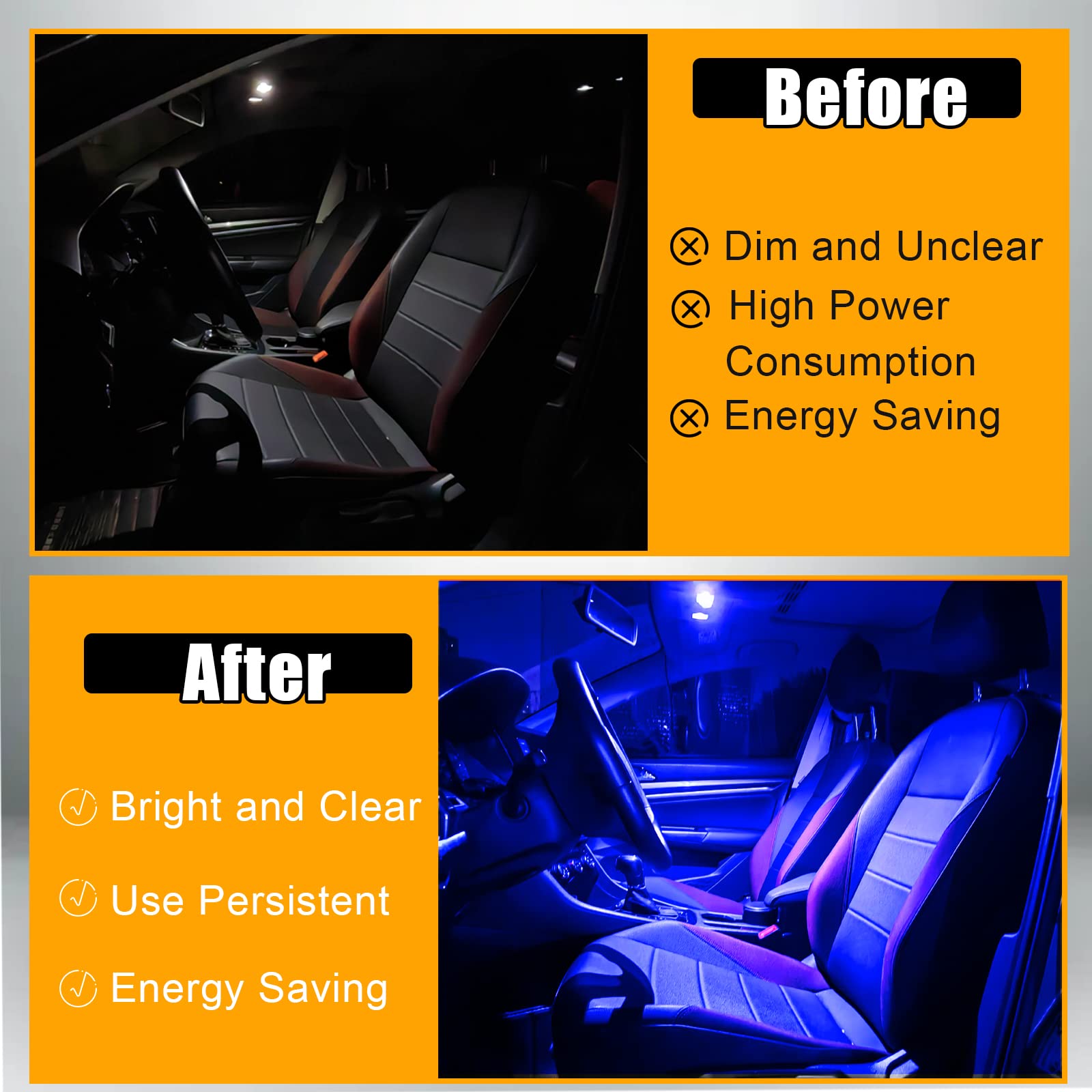 Quicto Led Interior Light Set, 24 Pieces, Blue, Compatible With Most Vehicles