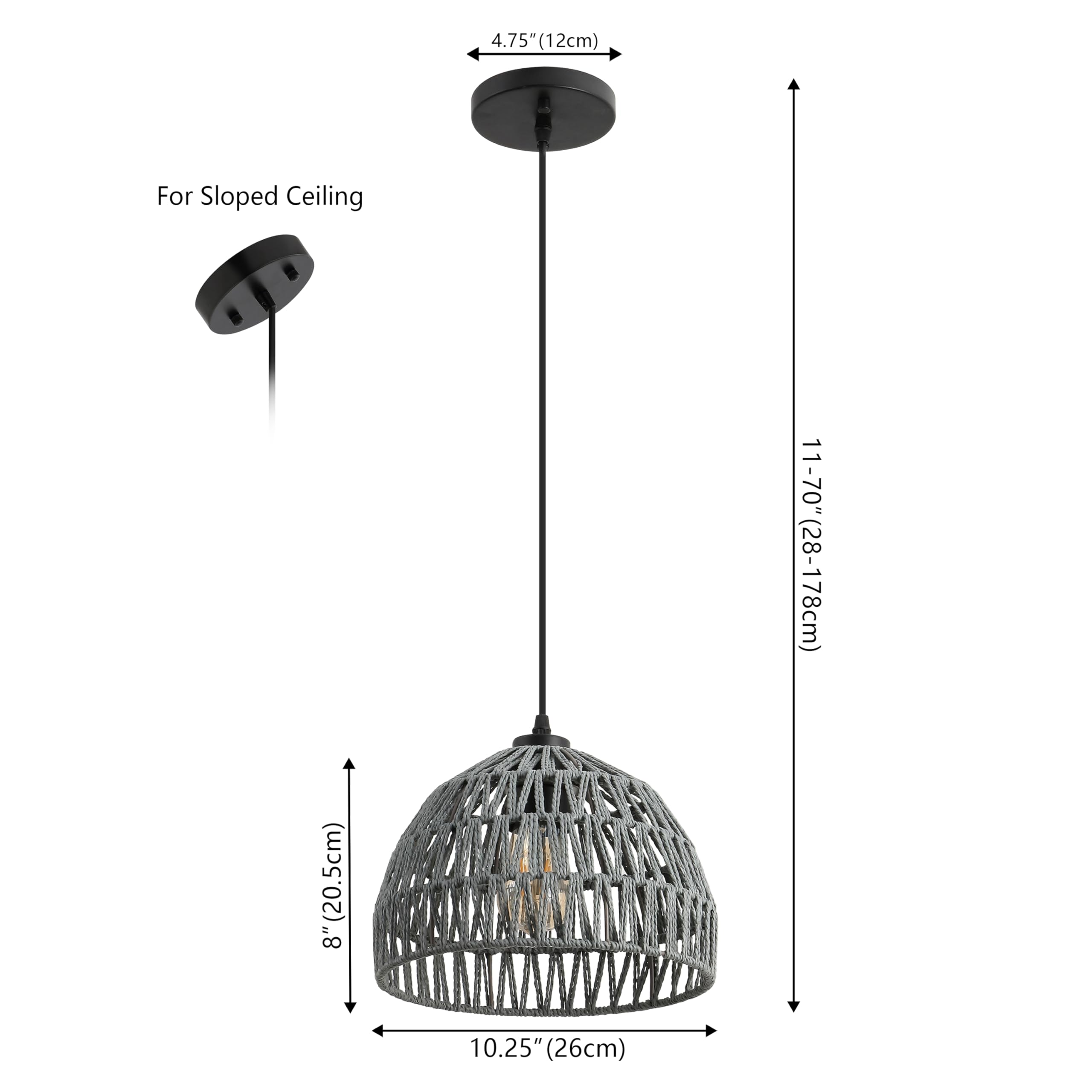 Jonathan Y Jyl6513D Campana 10.25 1-Light Bohemian Modern Woven Rope/Iron Led Pendant Farmhouse, Coastal, Transitional, Kitchen,