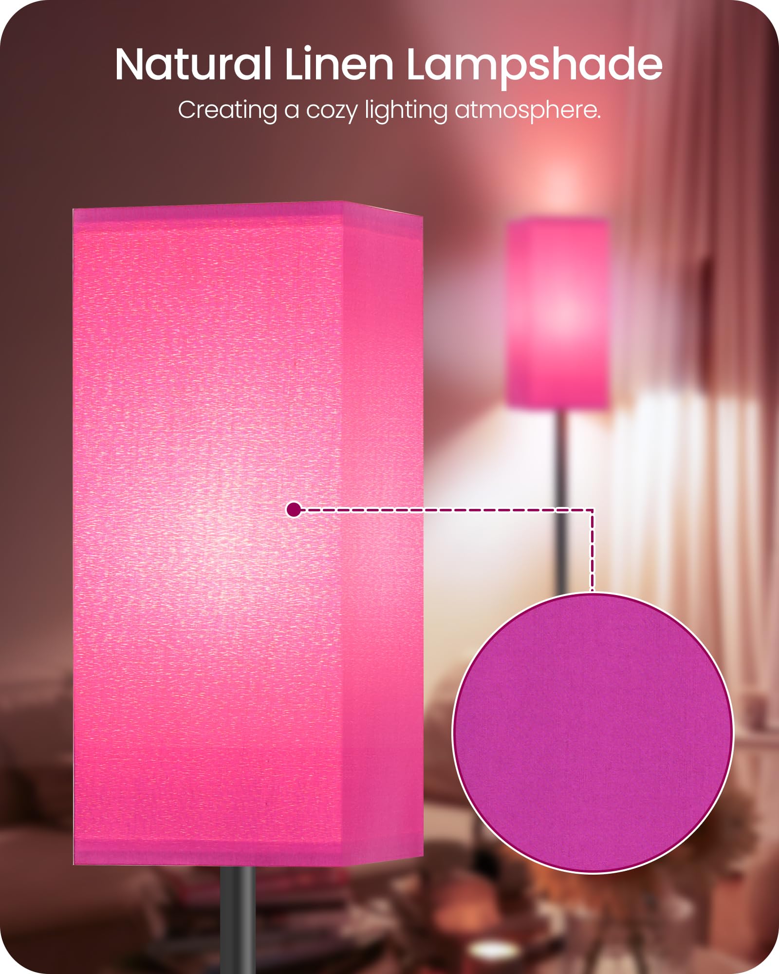 Goebleson Floor Lamp, Pole Lamp With Foot Switch, Modern Standing Lampshade, Minimalist Freestanding Lamp (Bulb Not Included), F