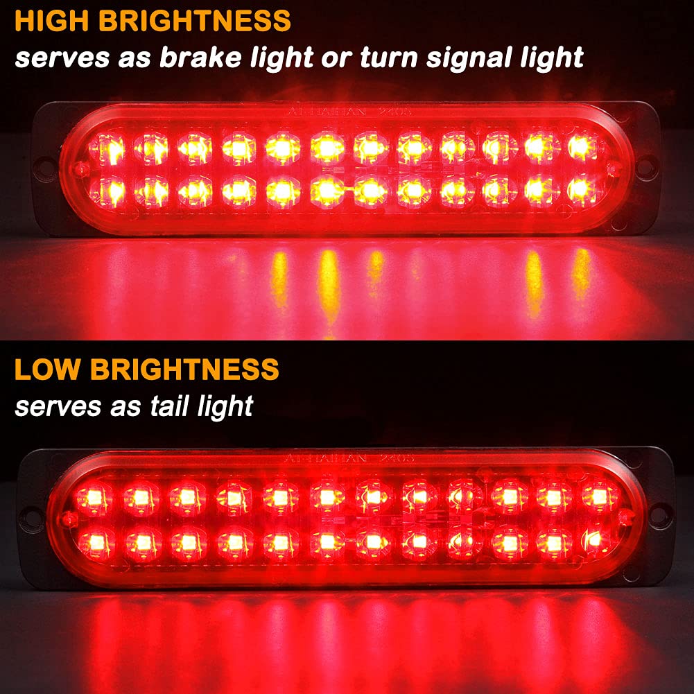 At-Haihan Pack Of 2 Aluminum Housing Red Led Trailer Stop Brake Turn Tail Lights 7.5 Inch, Dot Compliant Waterproof Surface Moun