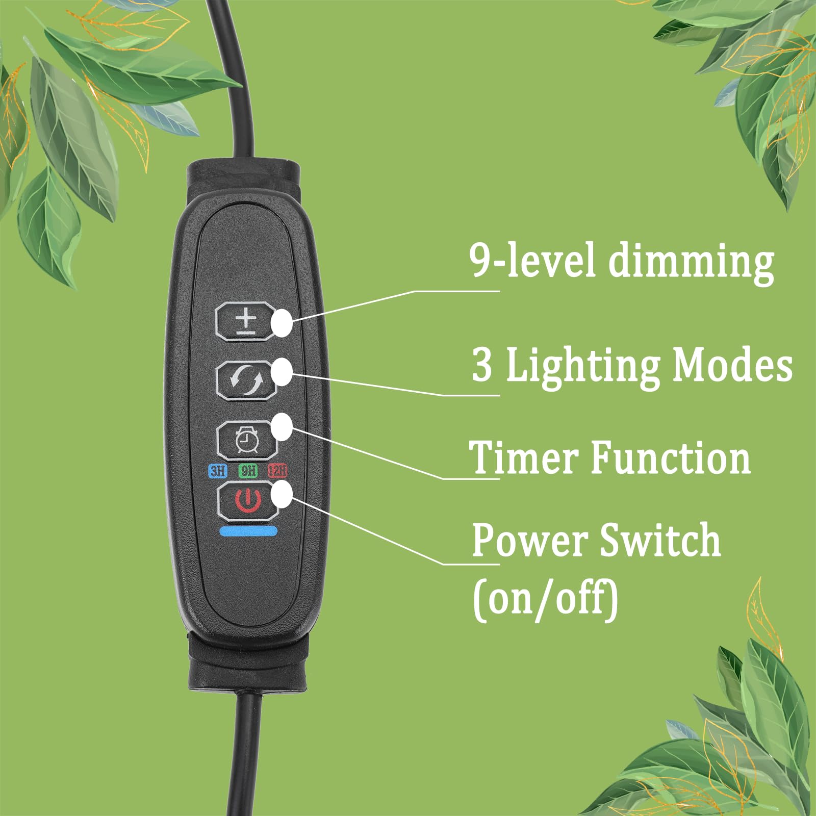 Otryad Full Spectrum Grow Lights For Indoor 6000K White Red Leds, 9-Level Dimmable Indoor Plant Growing Light For Seed Starting, Auto On/Off Clip Plant Grow Lamp, 3/9/12H Timer, 2Packs