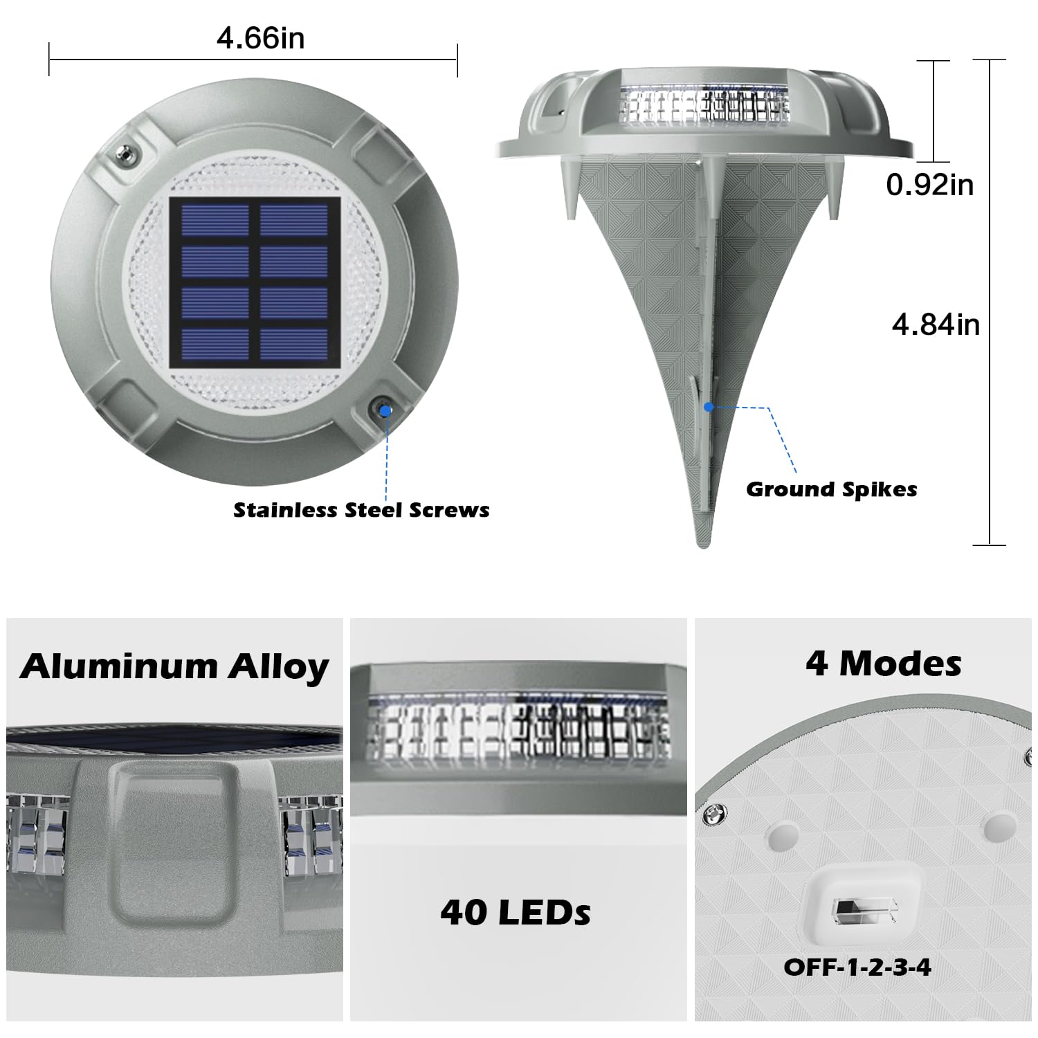 Siedinlar Solar Driveway Lights Outdoor 4 Modes 40 Leds Marine Dock Light Deck Driveway Markers Waterproof For Garden Step Ground Walkway Pathway Yard  Blue/White Dynamic Lighting (1 Pack)