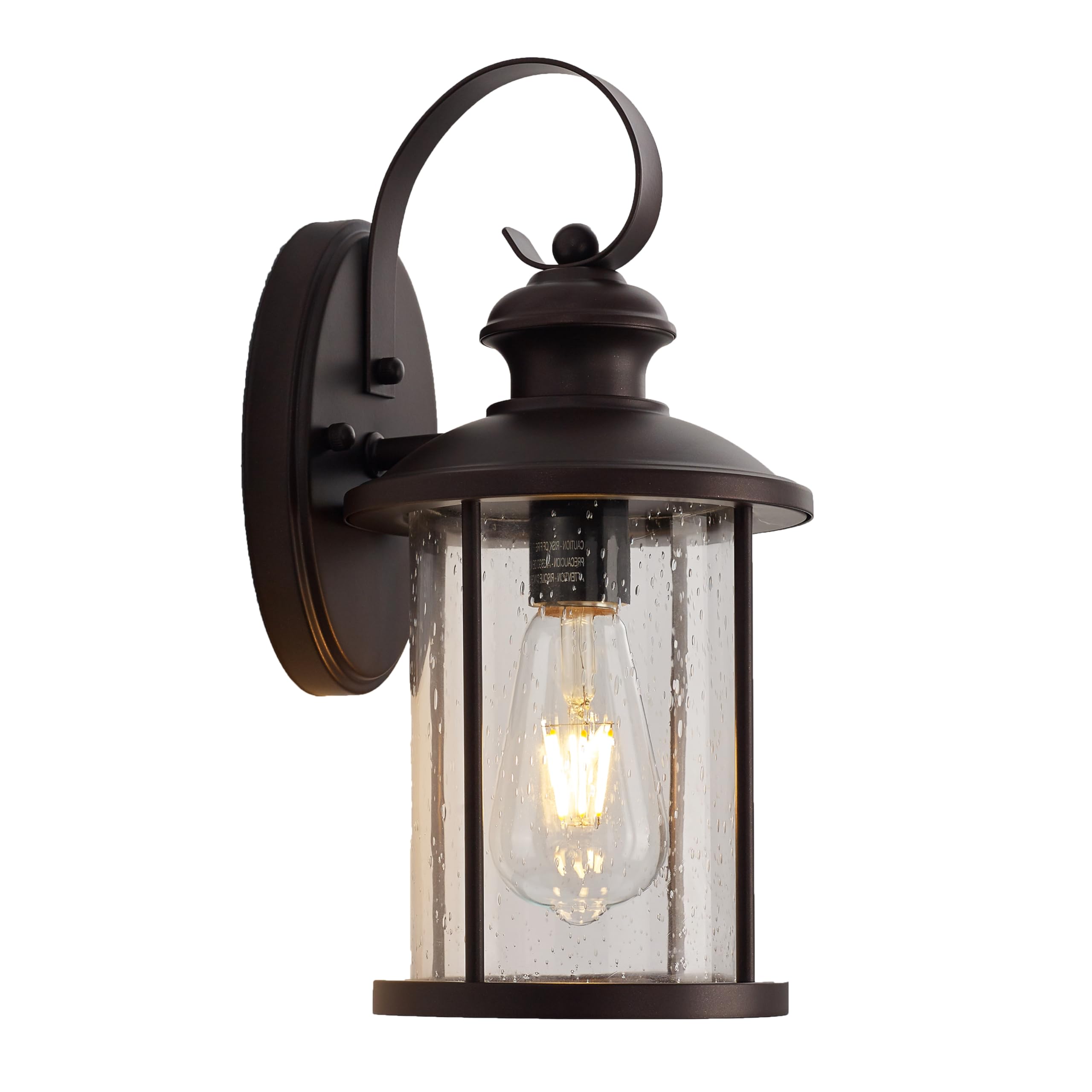 MICSIU Oil Rubbed Bronze Outdoor Wall Light Fixtures, Clear Seedy Glass Exterior Porch Sconces Wall Mounted Lighting, 13.75 Inch