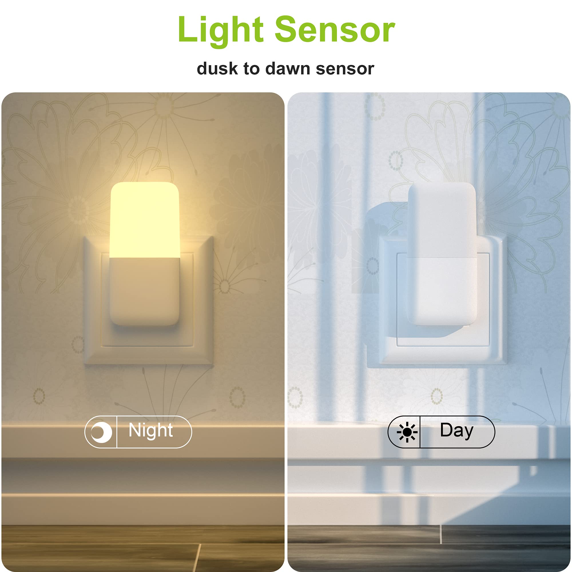 MAZ-TEK Plug-in Night Light, Warm White LED, Dusk to Dawn Sensor, 2 Pack, Plastic, White