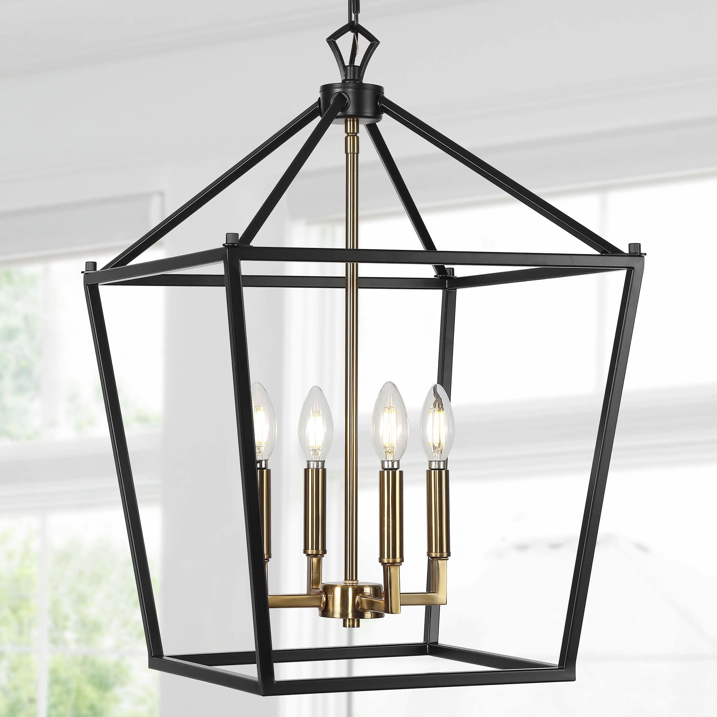 Jonathan Y Pagoda Lantern Pendant Light, Dimmable Metal, 16 Oil Rubbed Bronze, Model Jyl7437D, Ideal For Dining Room, Living Room, Kitchen