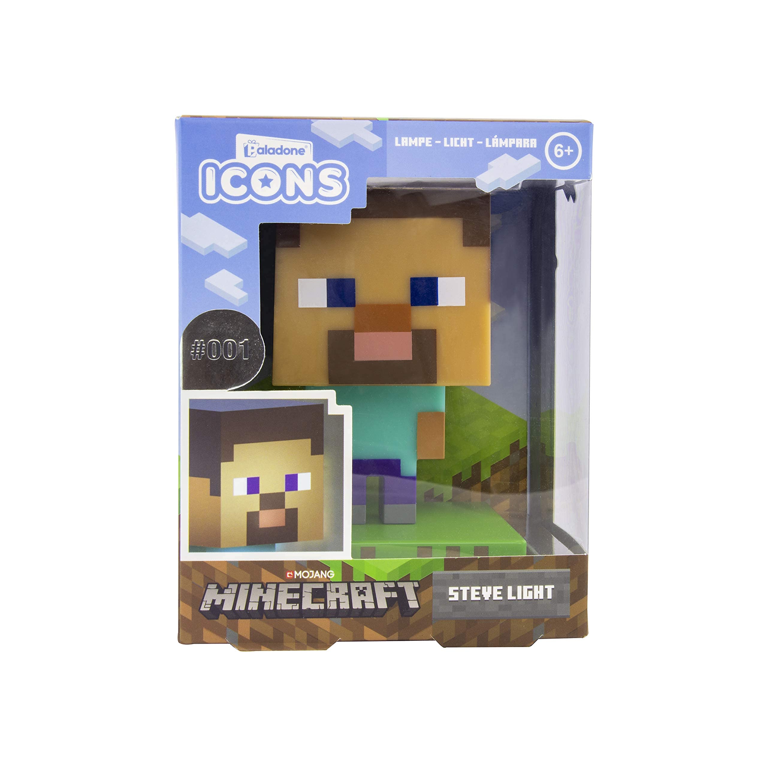 Paladone Minecraft Steve Icon Light Collectible Figure | Officially Licensed Minecraft Bedroom Decor