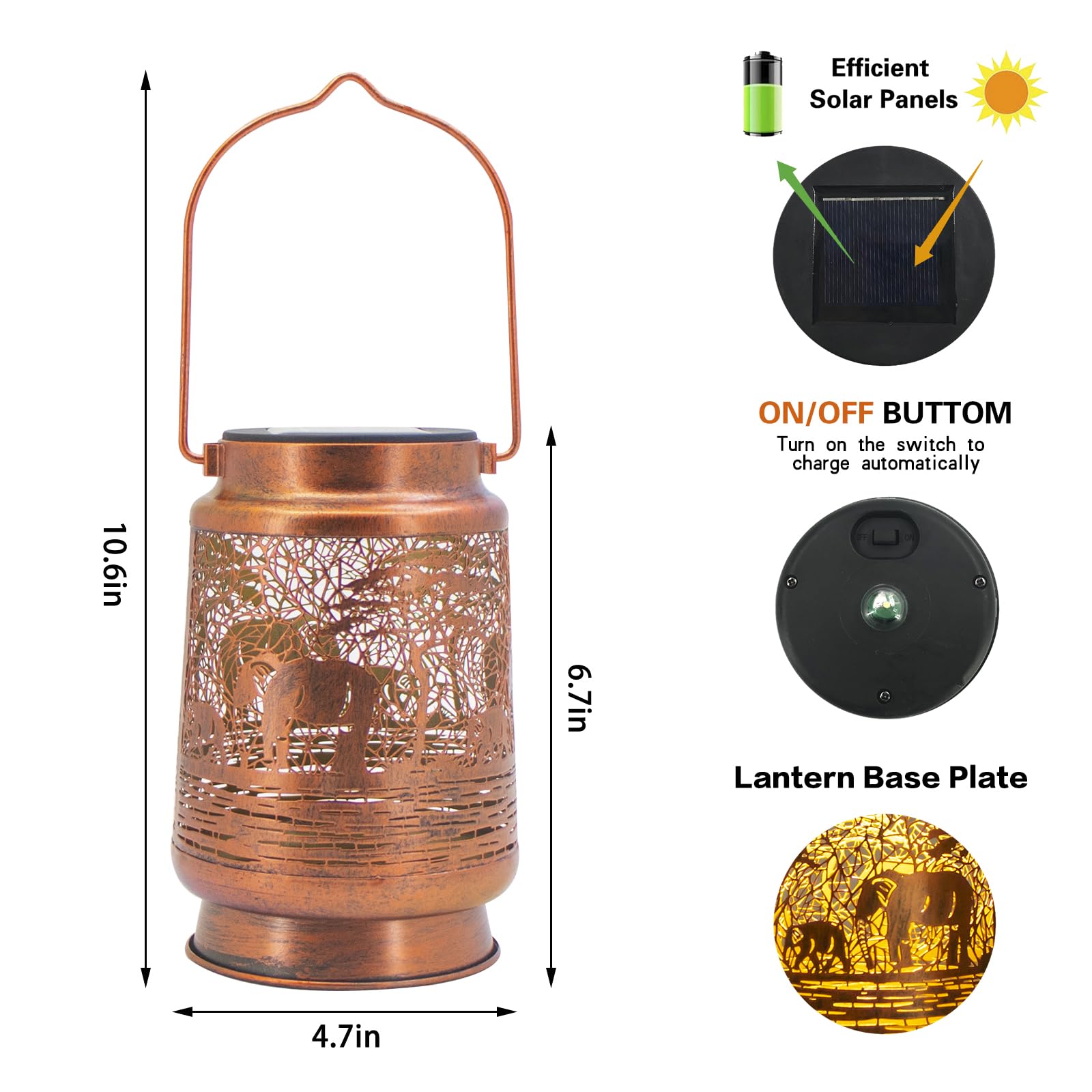 Solar Lanterns Outdoor Garden Decor  Gifts For Women  Mom  Grandma  Birthday  Thanksgiving  Decorative Waterproof Hanging Metal Led Light For Yard  Patio  Lawn  Landscape  Backyard (Elephant)