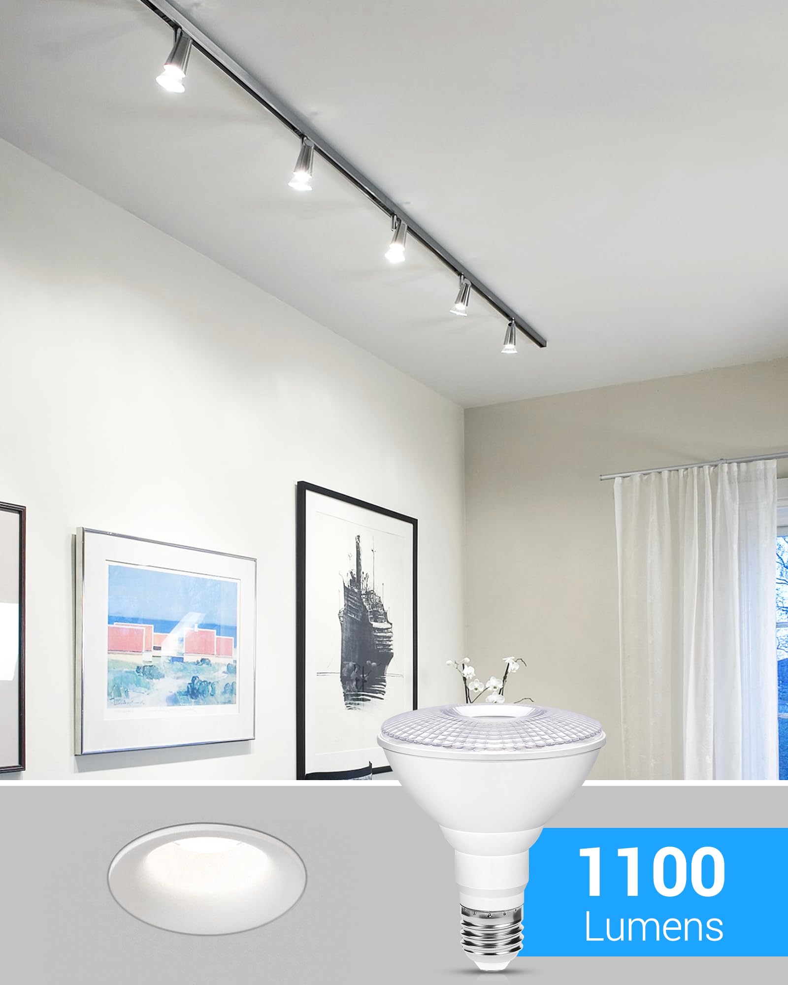 Flaspar 2 Pack Par30 Led Flood Light Bulb Outdoor  12W 100W Equivalent Spotlight  1100Lm Dimmable Track Lighting E26 5000K Daylihgt White Led Flood Bulbs For Security Recessed Bulb