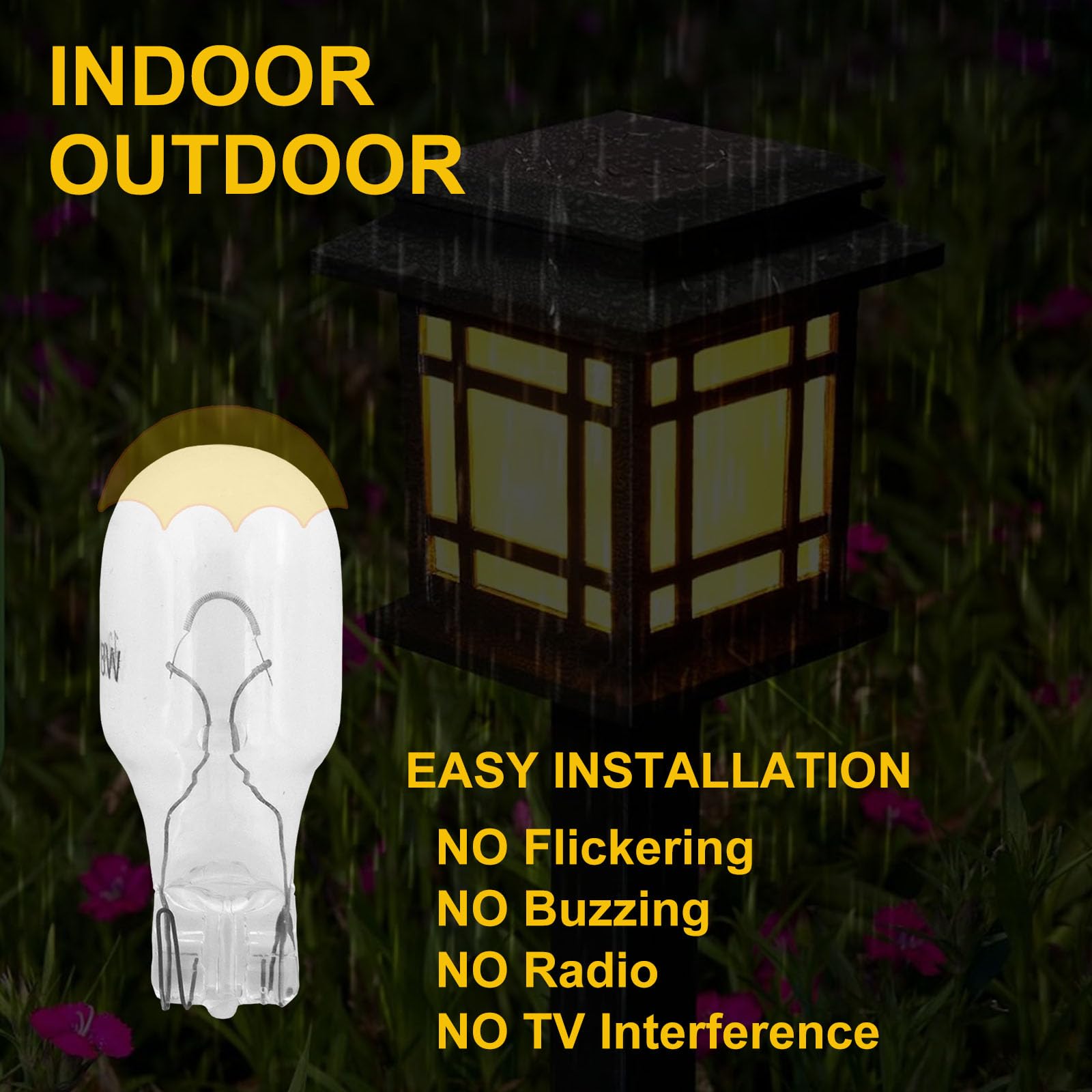 QYKAVM 12 Pack 18W T5 Landscape Light Bulbs, Clear Glass, 12V Low Voltage, Warm White for Outdoor & RV Lighting