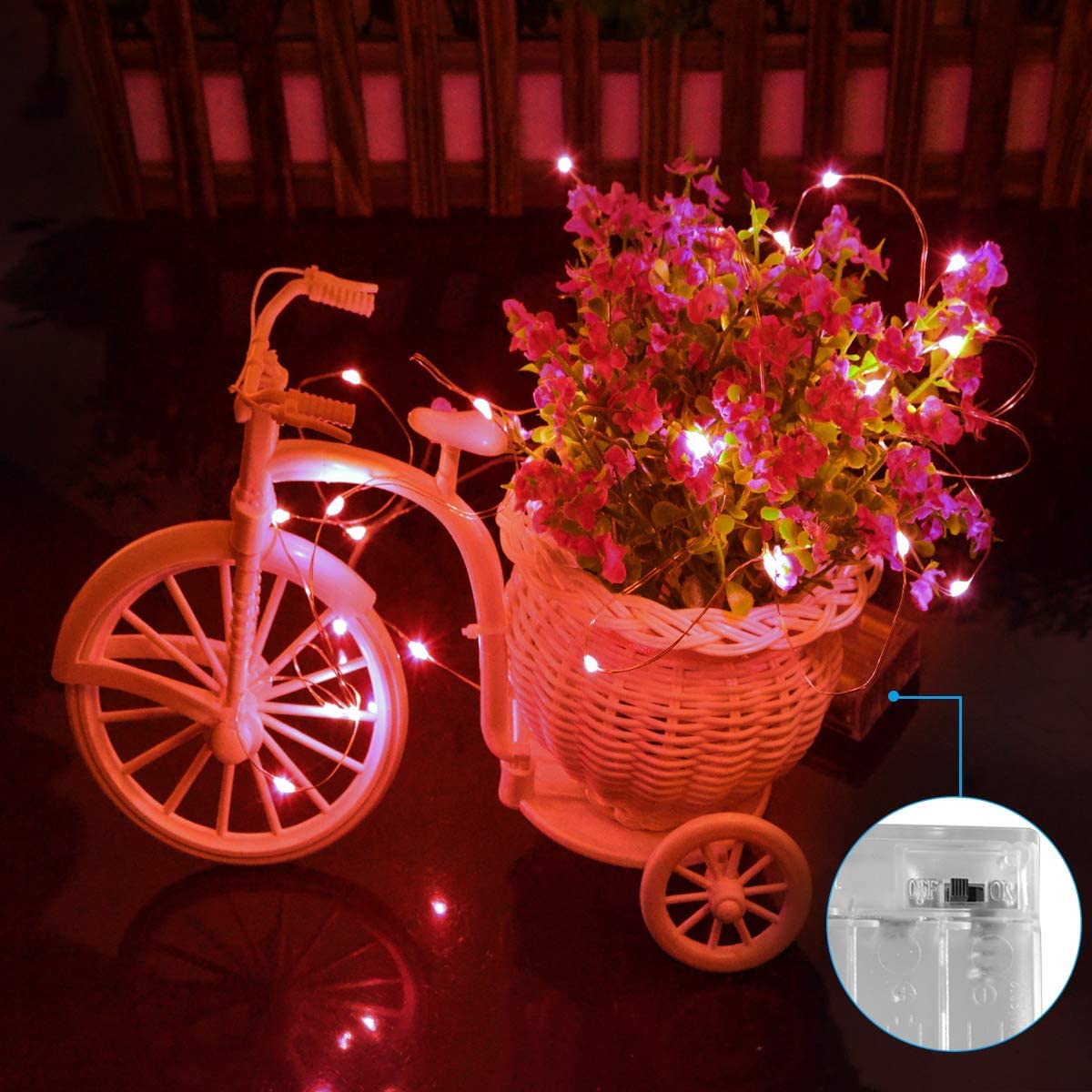 BOLWEO Valentines Day Decoration Red Fairy Lights Battery Operated, 3 Pack 10Ft 30 LED String Lights Lights, Diwali Halloween Li