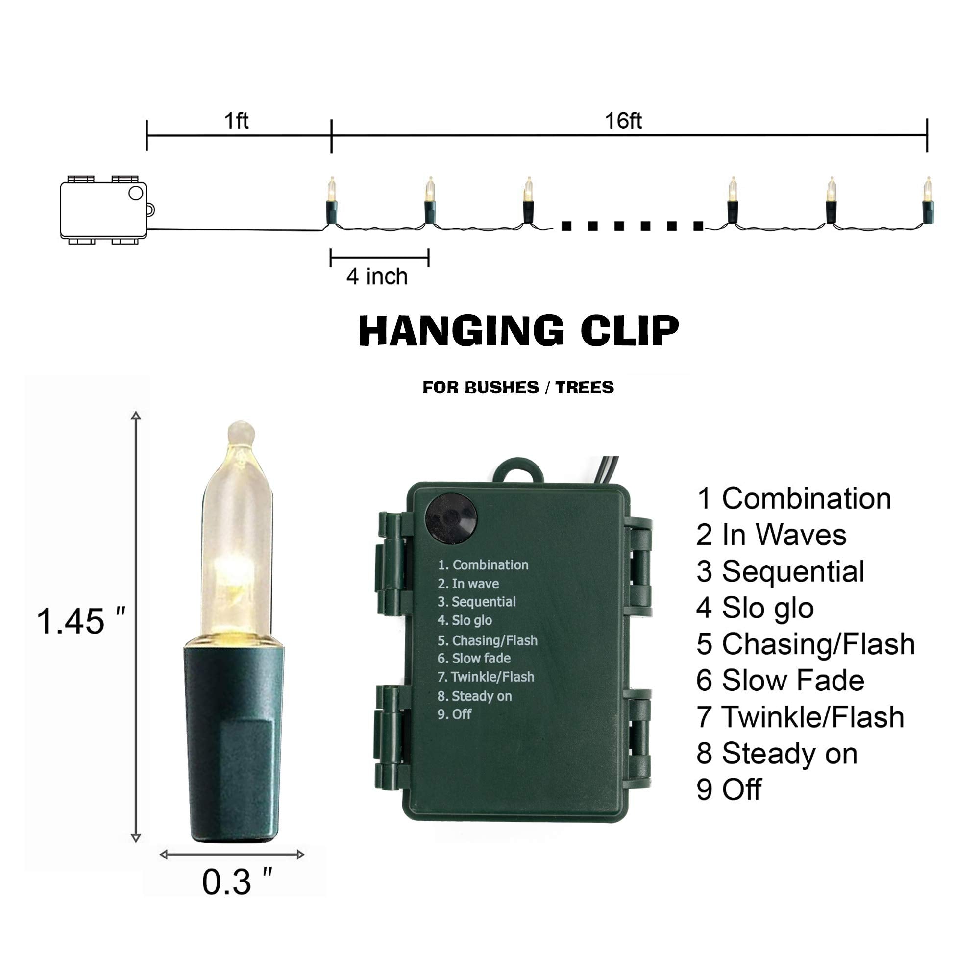 Funpeny Battery Operated Christmas Mini String Lights, 2 Pack Total 100Led 32Ft 8 Modes Waterproof Fairy Lights, Christmas Decorations For Indoor Outdoor Garden Party Decor (Warm White)