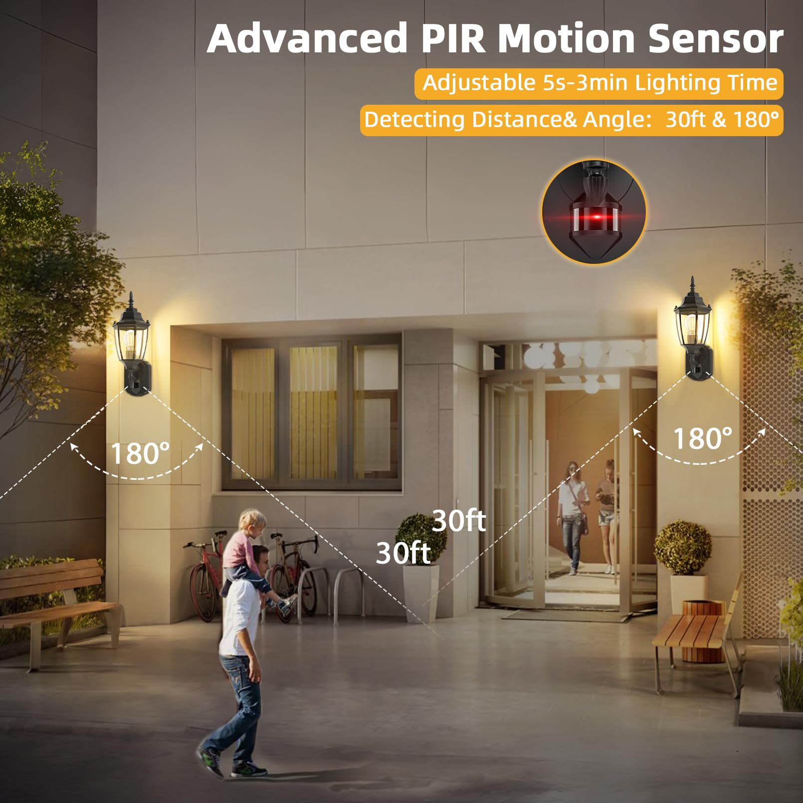 Lamomo Motion Sensor Outdoor Lights, Dusk To Dawn Outdoor Lighting, Exterior Aluminum Waterproof Porch Lights For Patio Front Do