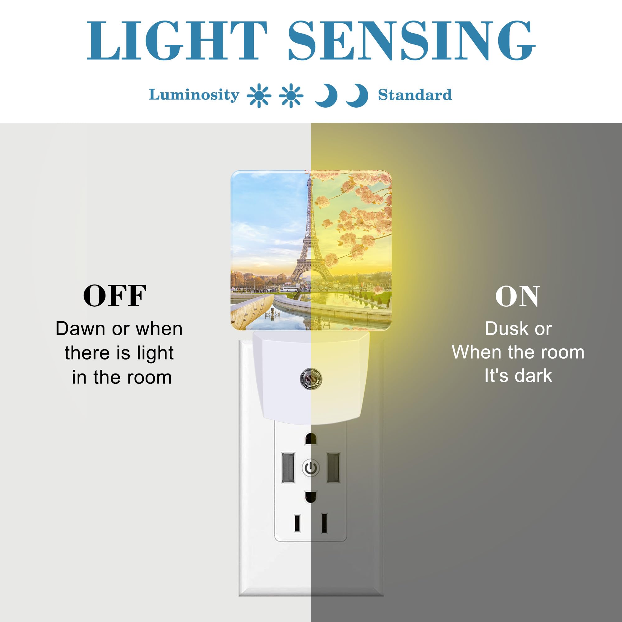 Uiaoiais Plug In Night Lights Eiffel Tower In Spring Nightlight Plug Into Wall Dusk To Dawn Sensor Led Night Light For Kid Girls