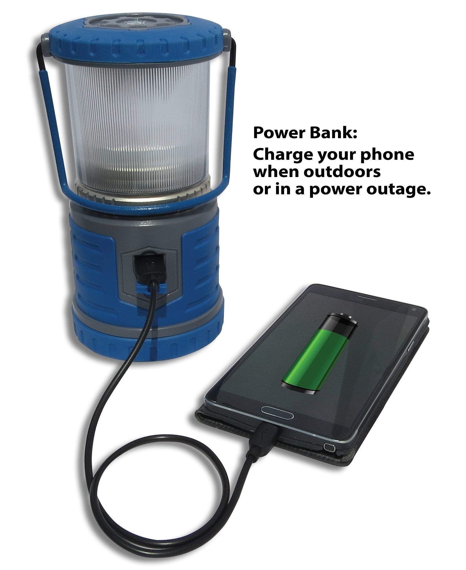 Tough Light 400 Lumens USB Rechargeable Camping Lantern - Blue, 6000mAh Power Bank, 6 Modes, Perfect for Outdoors & Emergency