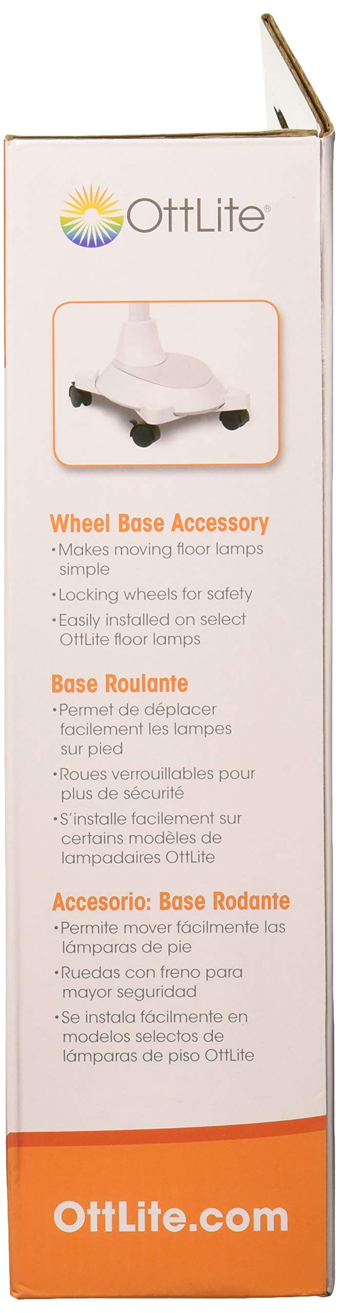 OttLite Wheel Base Accessory for Floor Lamps - Portable Rolling Lock Wheels, White, Model A000E4