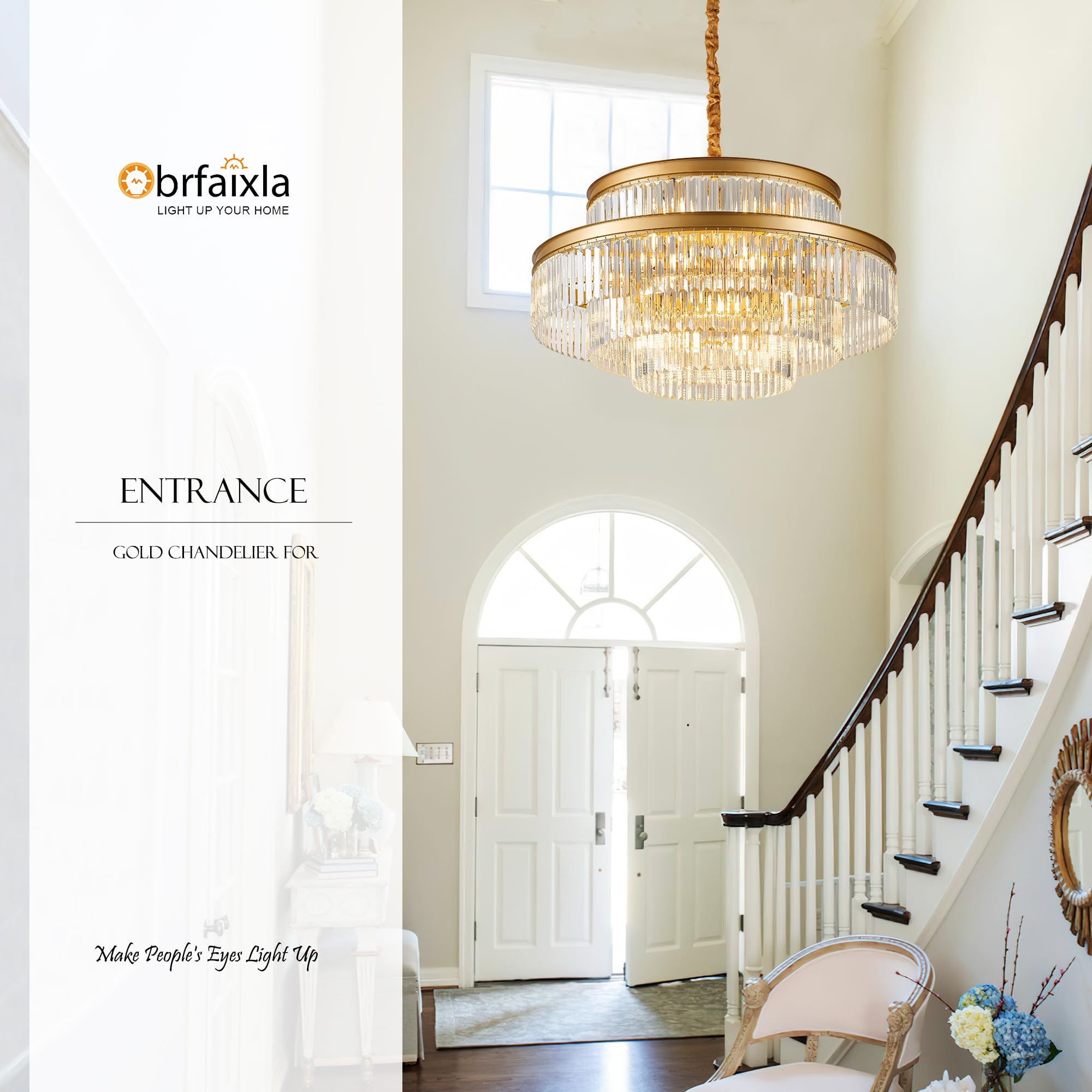 Brfaixla 31.5 18-Light Modern Crystal Chandelier Light Fixture Large 4-Tier Gold stylish Glam Chandeliers For Dining Room Round Hanging Pendant Lighting For Living Room Kitchen Bedroom Foyer Lobby