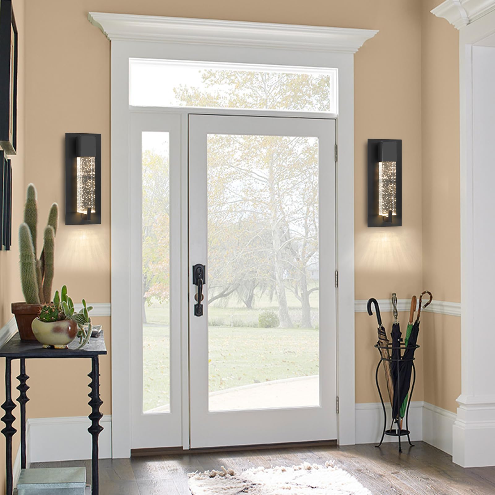 WOSHITU LED Wall Sconce Light: 11 Inch Black Modern Sconces Wall Lighting 3000K Dimmable Crystal Wall Lamps Indoor Bathroom Scon