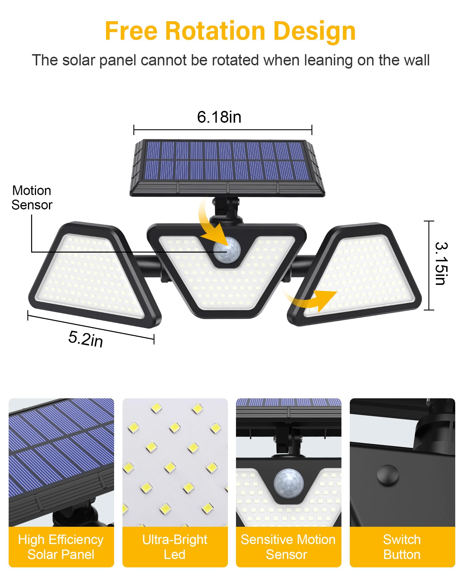 Zookki Solar Outdoor Lights, 275 Led Motion Sensor Outdoor Lights, 270? Wide Angle Ip65 Waterproof, Solar Flood Security Lights