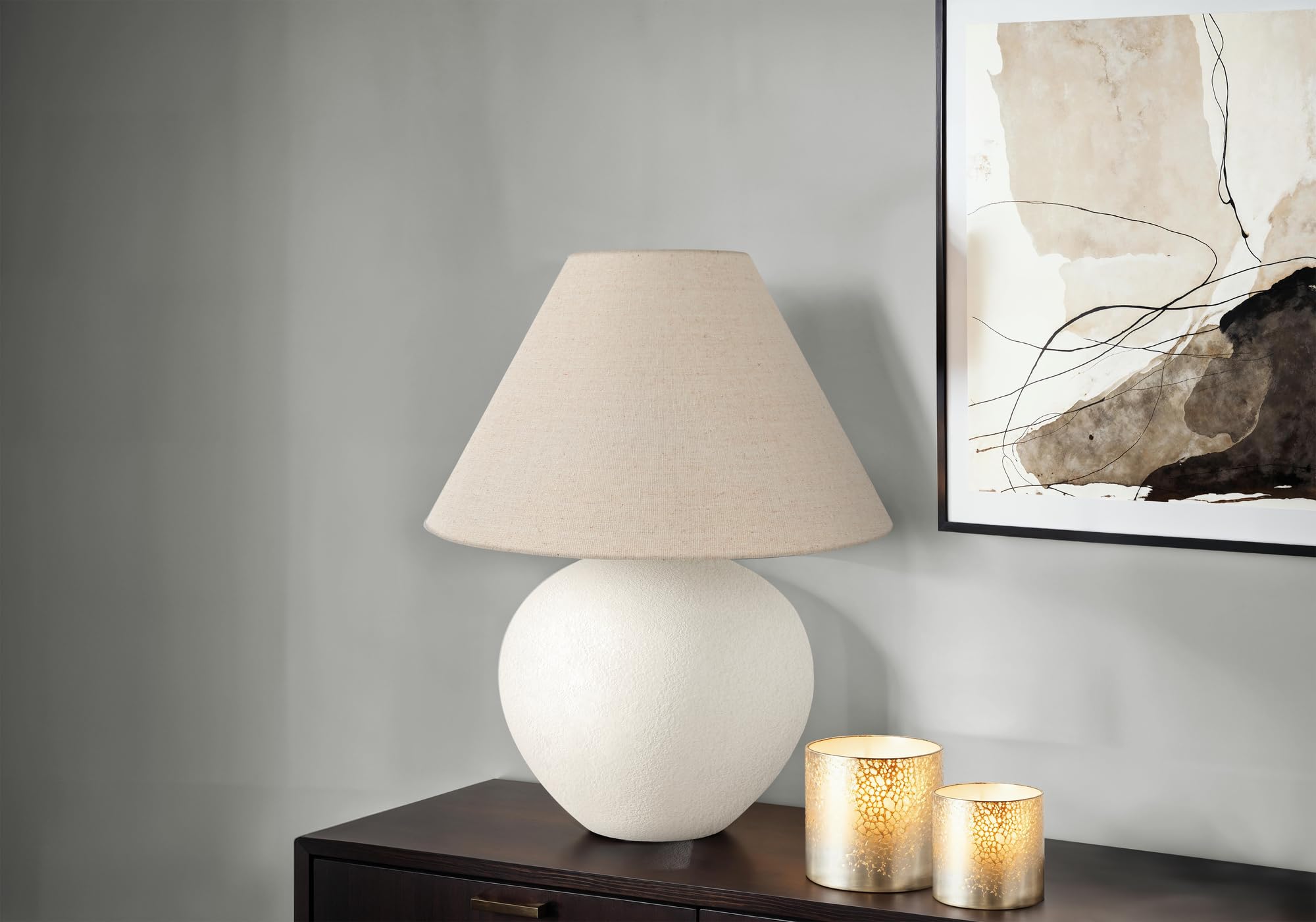 Monarch Specialties I 9631 Table Lamp, Cream Ceramic, 13"L x 13"W x 16.25"H, Contemporary Design, Cream Shade