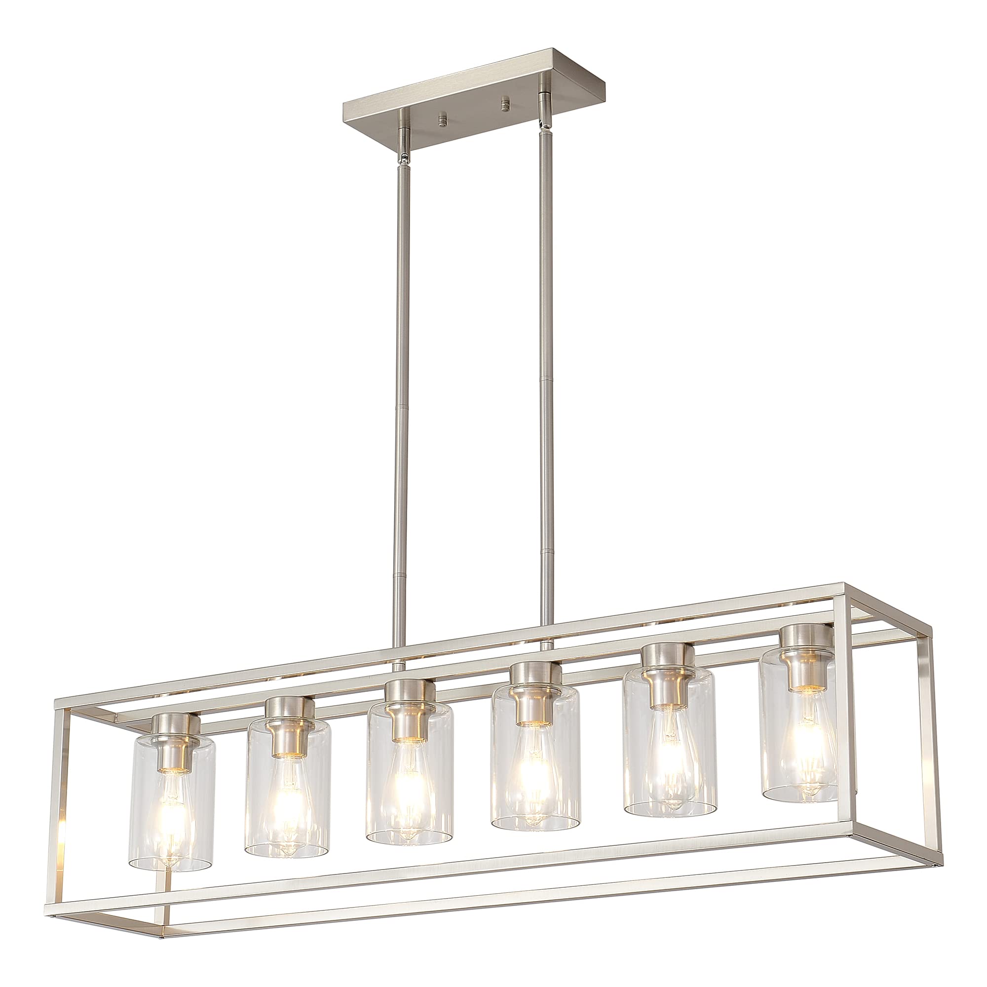 Xilicon Dining Rooms Brushed Nickel Chandeliers,Kitchen Island Farmhouse Lighting Fixture Industrial Rustic Ceiling Hanging 6 Li