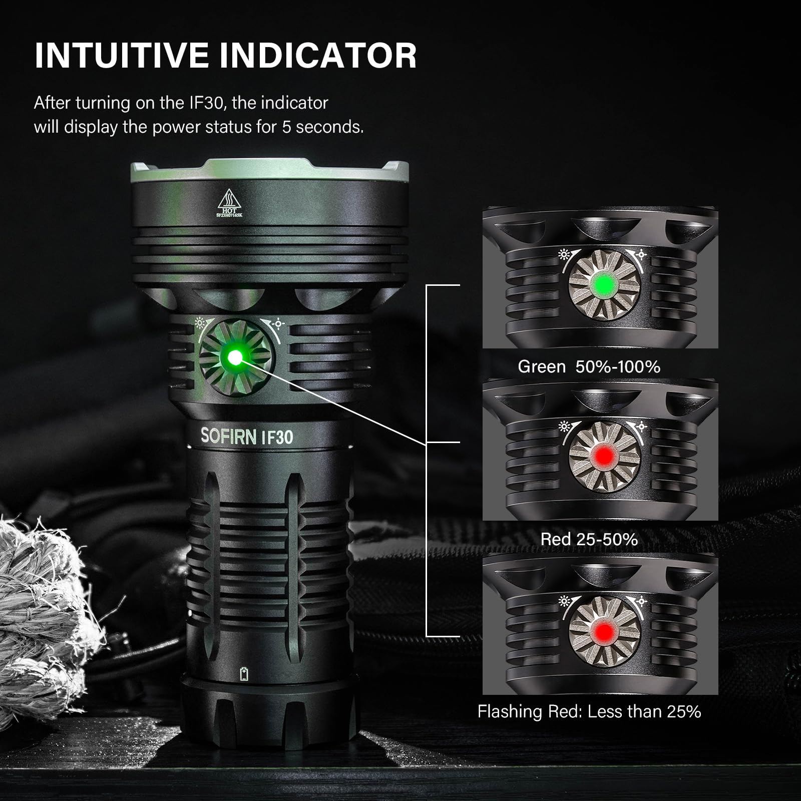Sofirn IF30 Flashlight - 12000 Lumens, 685m Beam Distance, USB-C Rechargeable, Waterproof, Berry Color
