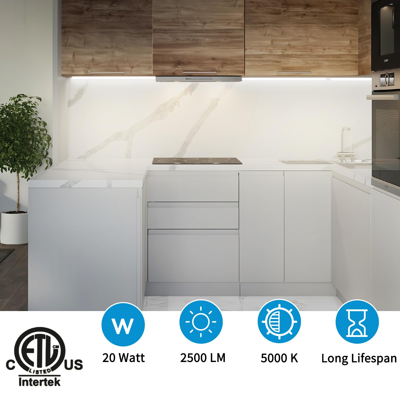 Shopled 2Ft Led Shop Light, 20W 2500Lm 5000K Daylight White, T8 Linkable Utility Ceiling Light Fixtures, 2 Foot Led Tube Light F