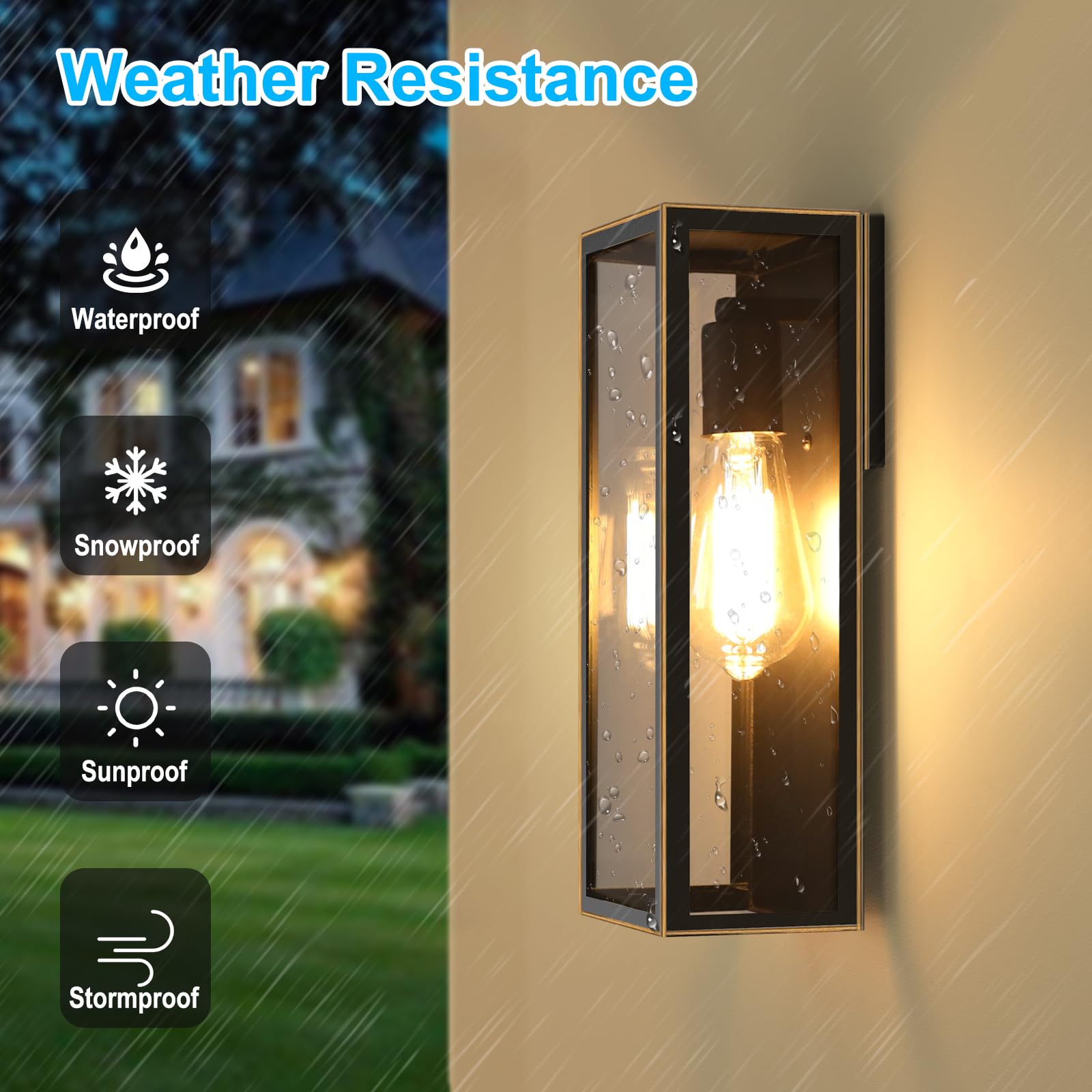 2-Pack Outdoor Wall Lanterns, Exterior Waterproof Wall Sconce With Glass Shades, Bronze Porch Lights Wall Mounted, Anti-Rust E26