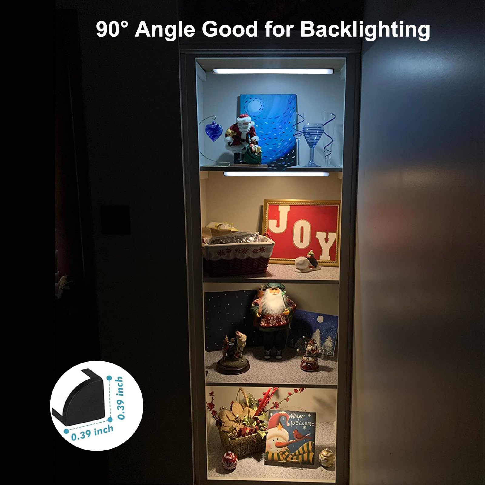 Martronic 4-Pack LED Display Case Lighting Kit, 12 Inch Black Dimmable Light Bars with 12V Adapter, Ideal for Shelves and Curio Cabinets