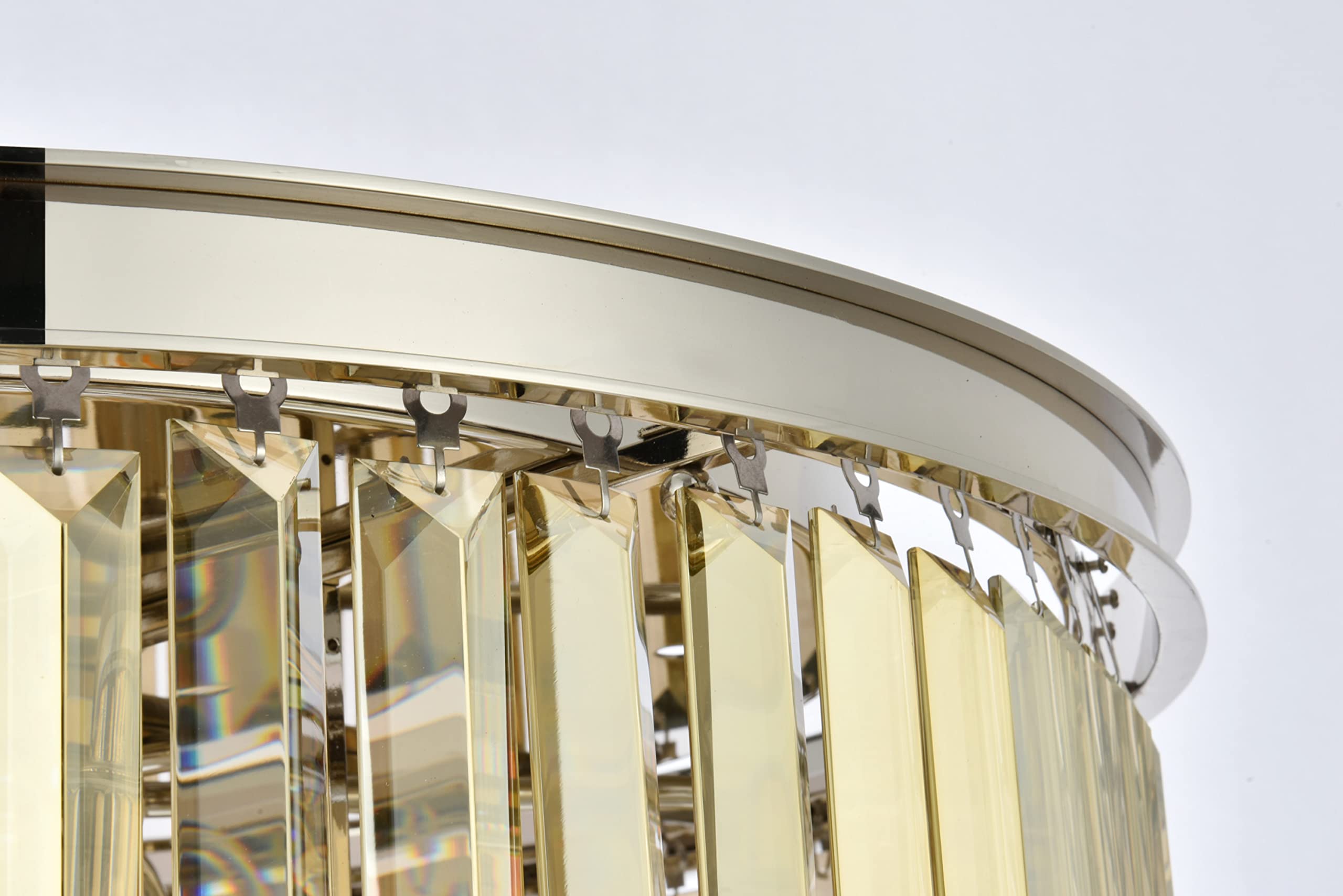 Elegant Lighting Sydney 8 Lt Polished Nickel Flush Mount Golden Teak