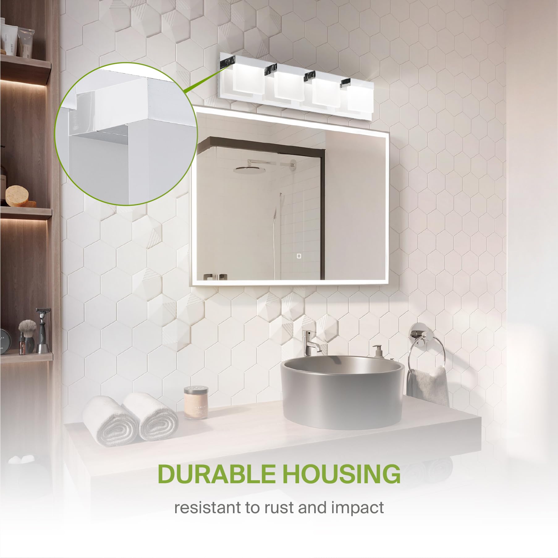 ASD LED Bathroom Vanity Light Fixture, 4-Lights 23W, Dimmable, ETL Listed, Chrome, 2 Pack, Model A-LVF24M-4D23CC