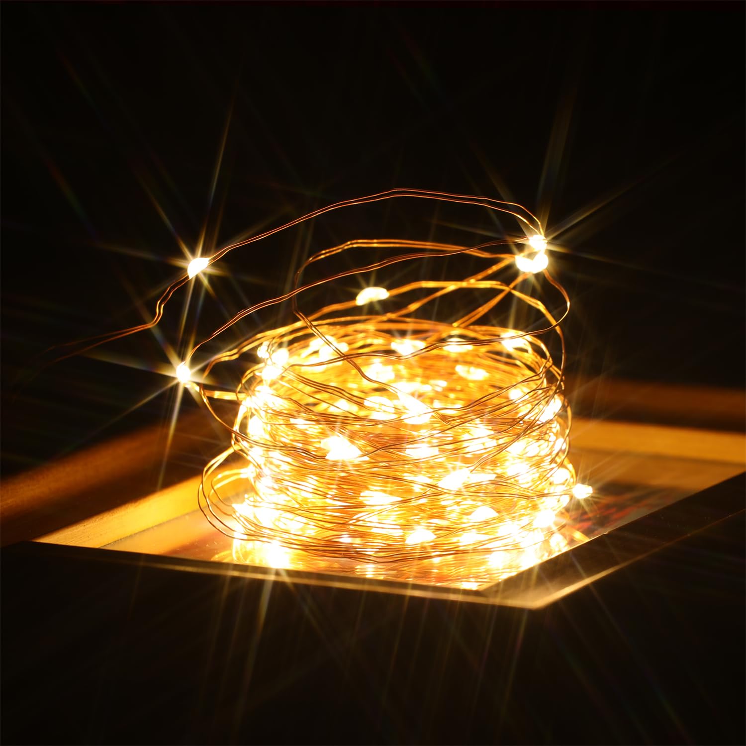 Beingreat 33ft USB Fairy Lights, 100 Mini LED Copper String Lights, Warm White, 8 Modes, 2 Pack for Bedroom, Wedding, Christmas, DIY Crafting