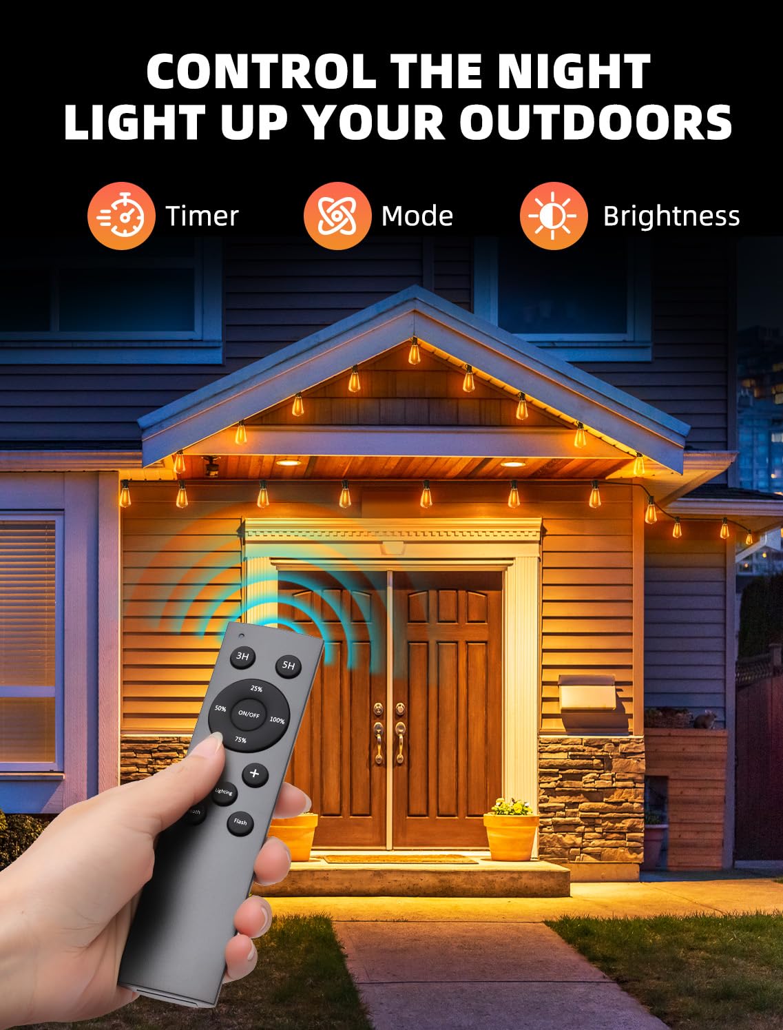 Vozuji Outdoor Patio String Lights: 100Ft 30M Outside Waterproof Light - Remote Dimmable St38 Shatterproof Bulb Connectable Hanging Outdoor Electric Lighting - Backyard Yard Gazebo Porch Party