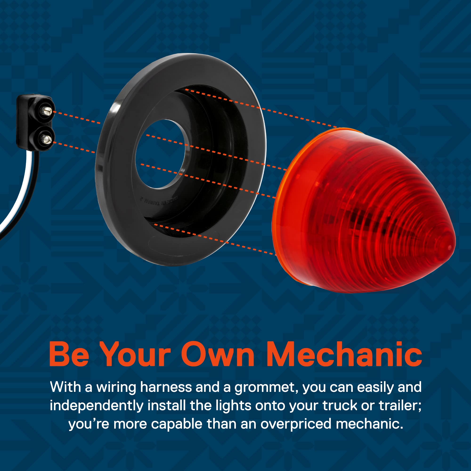 True Mods 2Pc 2.5 Inch Round Red Beehive Led Boat Trailer Marker Light [Dot Fmvss 108] [Sae P2] [Grommet & Plug] [Ip67 Submersible] Bee Hive Cone Clearance Side Marker For Rv Semi Truck Auto