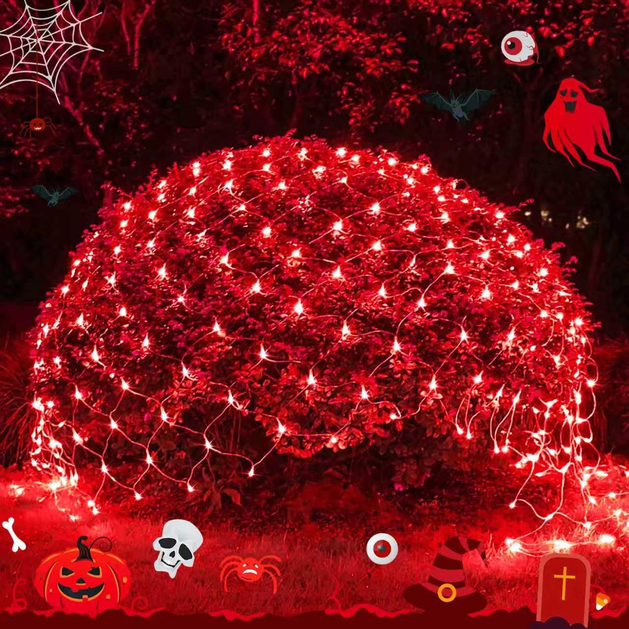 JMEXSUSS 200 LED Red Christmas Net Lights, 9.8ft x 6.6ft, Waterproof, Connectable with Remote, Model EXS-N-0200